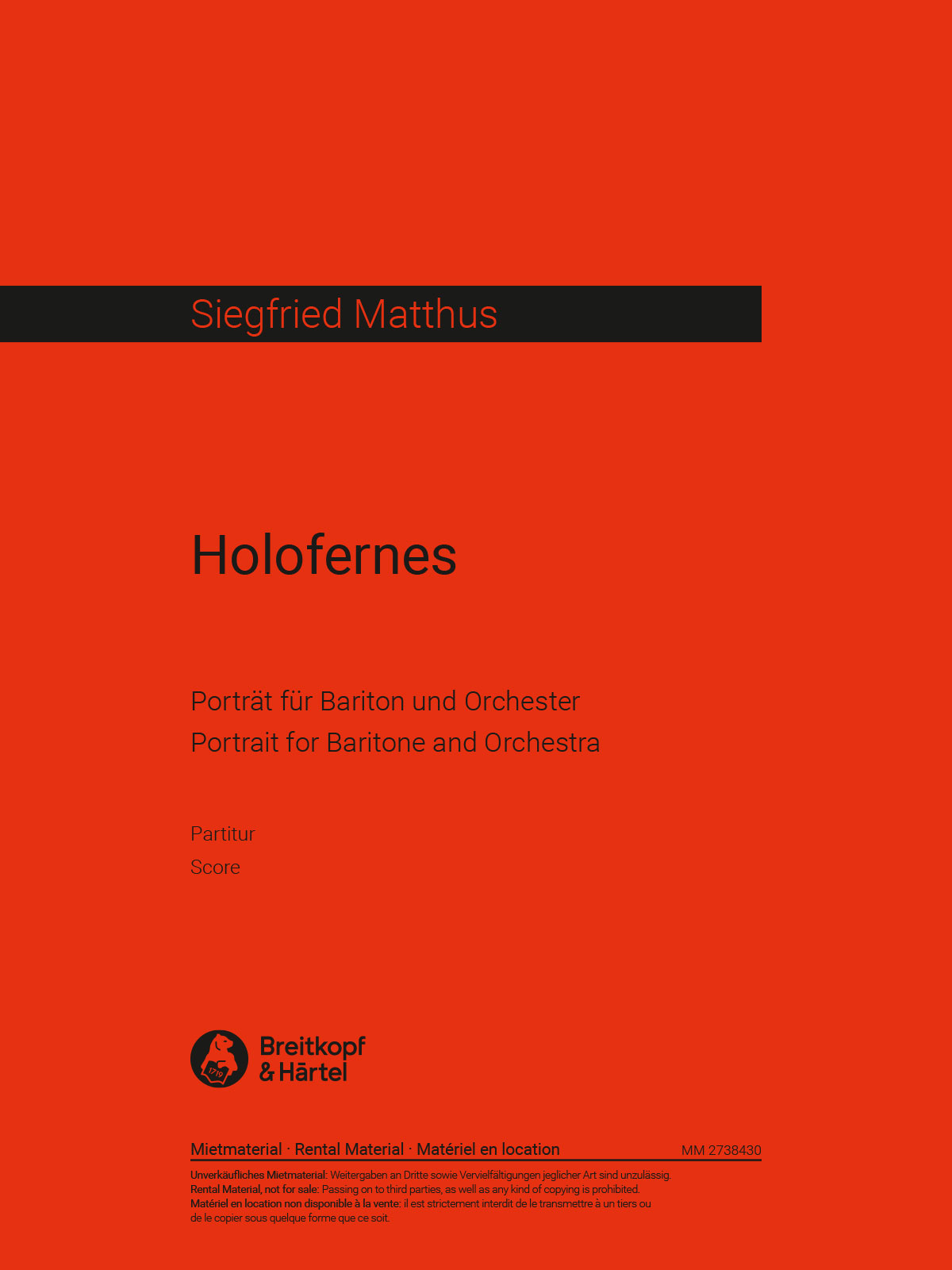 Matthus Siegfried Matthus - Holofernes | Breitkopf & Haertel