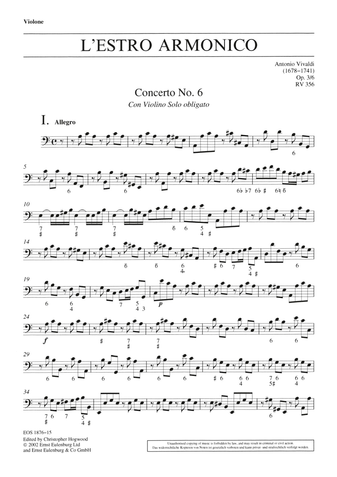 EOS 1876-27 - L’Estro Armonico op. 3/6 RV 356 - Cover