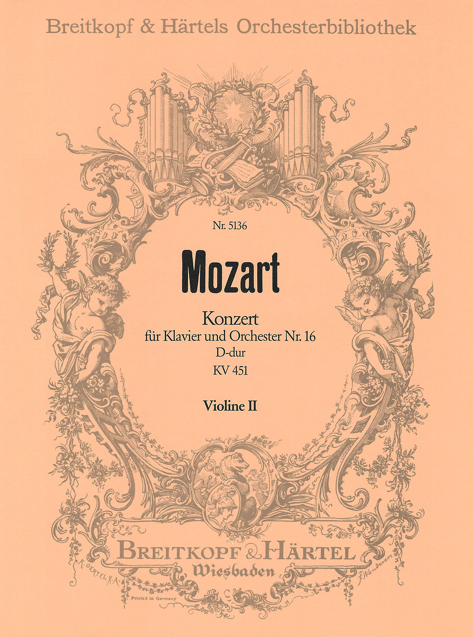 OB 5136-16 - Piano Concerto [No. 16] in D major K. 451 - Cover