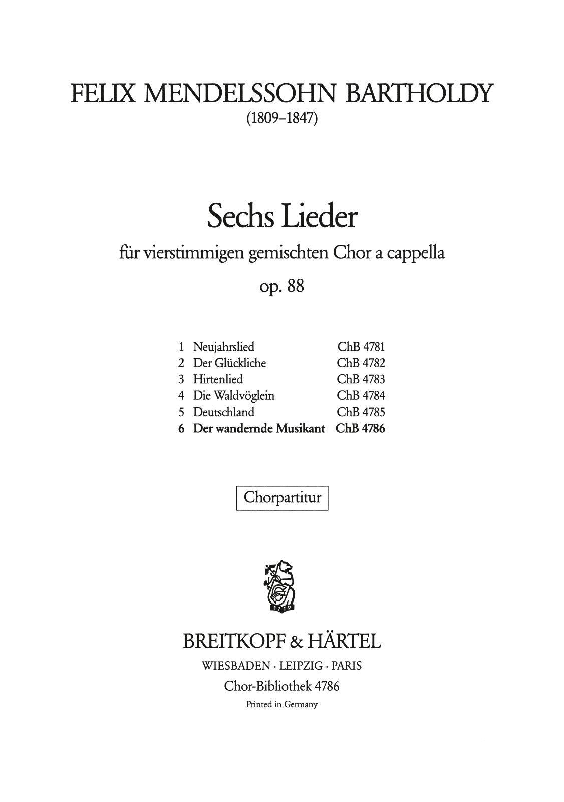 ChB 4786 - 6 Lieder [Op. 88] - Cover