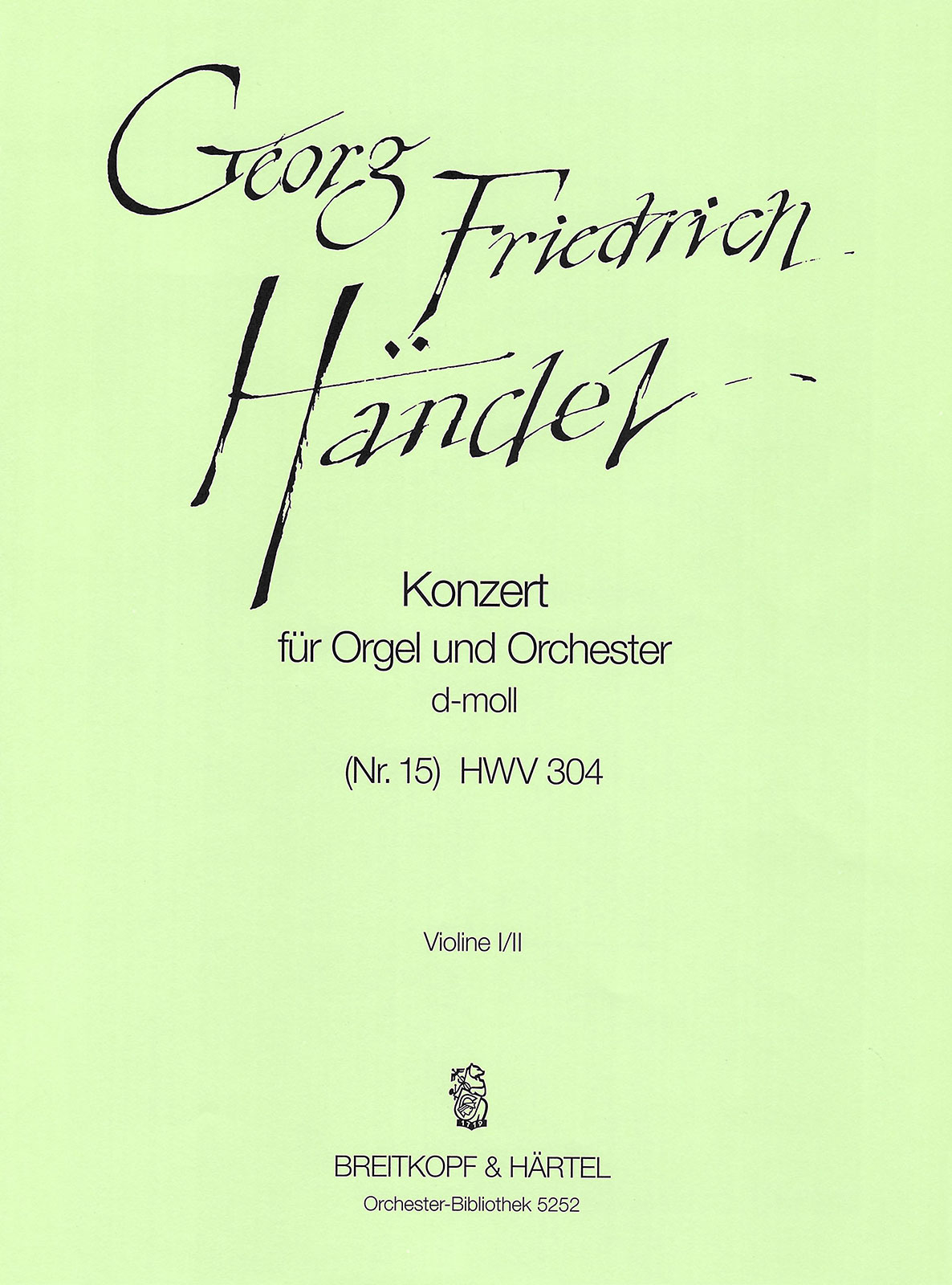 OB 5252-15 - Orgelkonzert (Nr. 15) d-moll HWV 304 - Cover