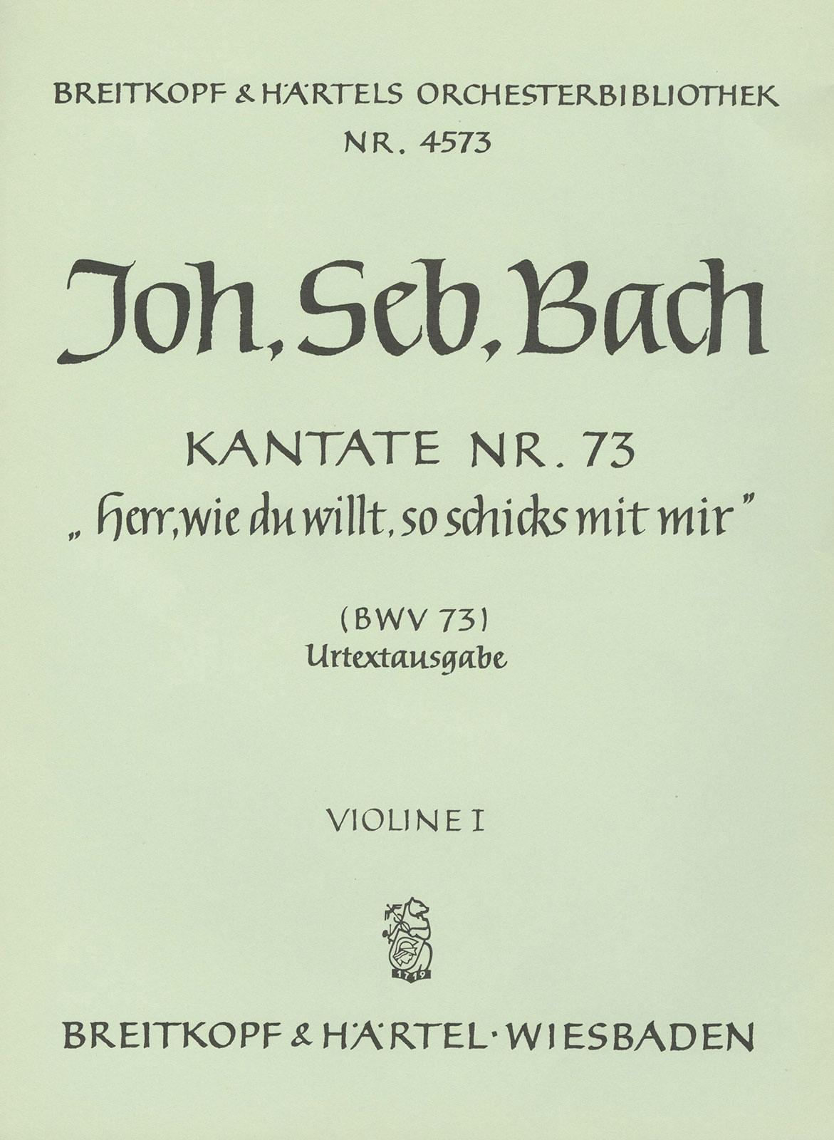 OB 4573-15 - Cantata BWV 73 “Lord, as Thou wilt, do unto me” - Cover