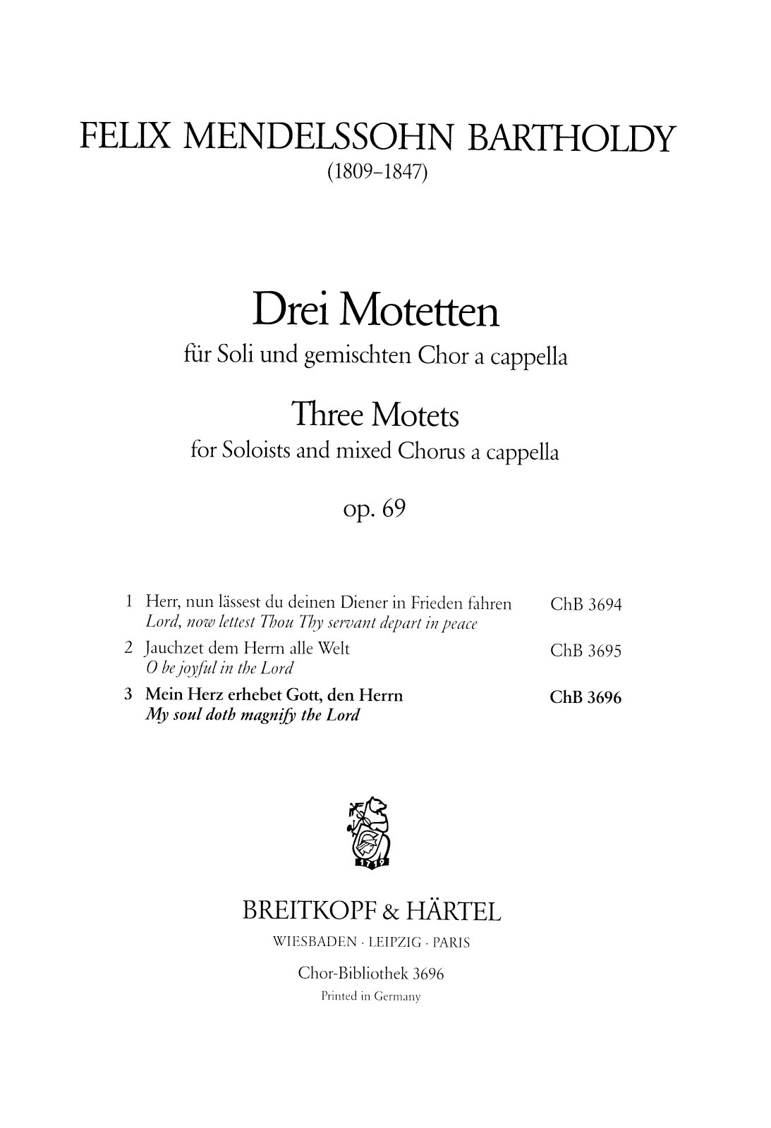 ChB 3696 - 3 Motetten op. 69 - Cover