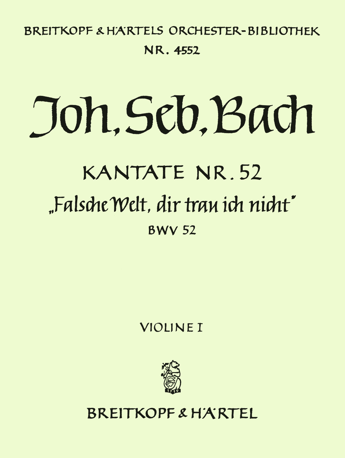 OB 4552-15 - Cantata BWV 52 “Falsche Welt, dir trau ich nicht” - Cover