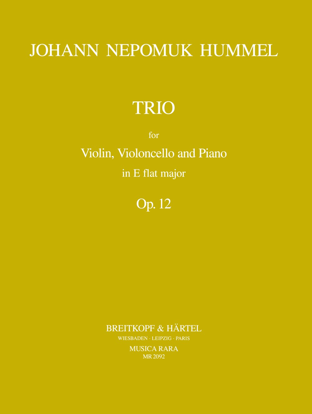 Johann Nepomuk Hummel - Klaviertrio Es-dur op. 12 - Cover