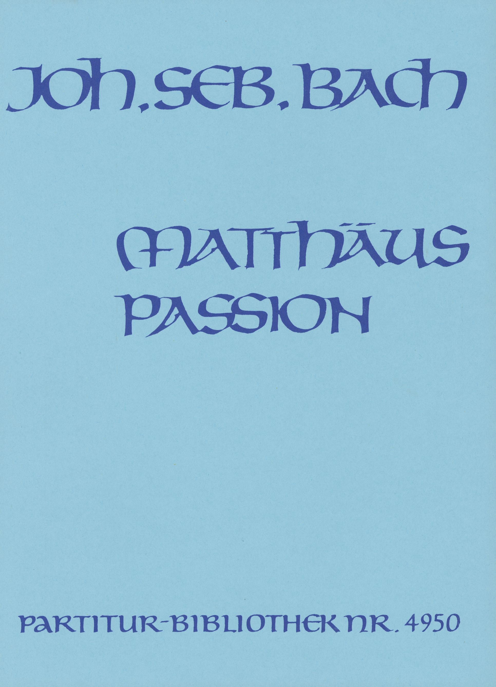 PB 4950 - Matthäus-Passion BWV 244 - Cover