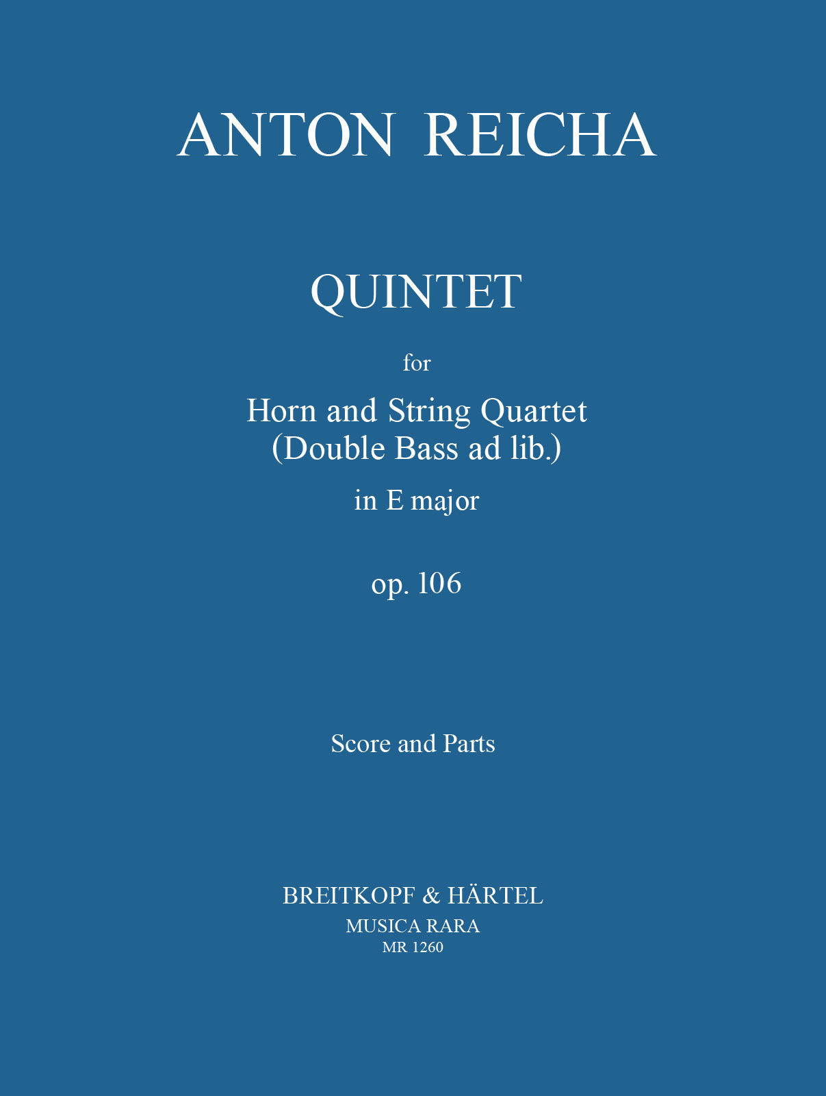 Anton Reicha - Quintett in E-dur op. 106 - Cover