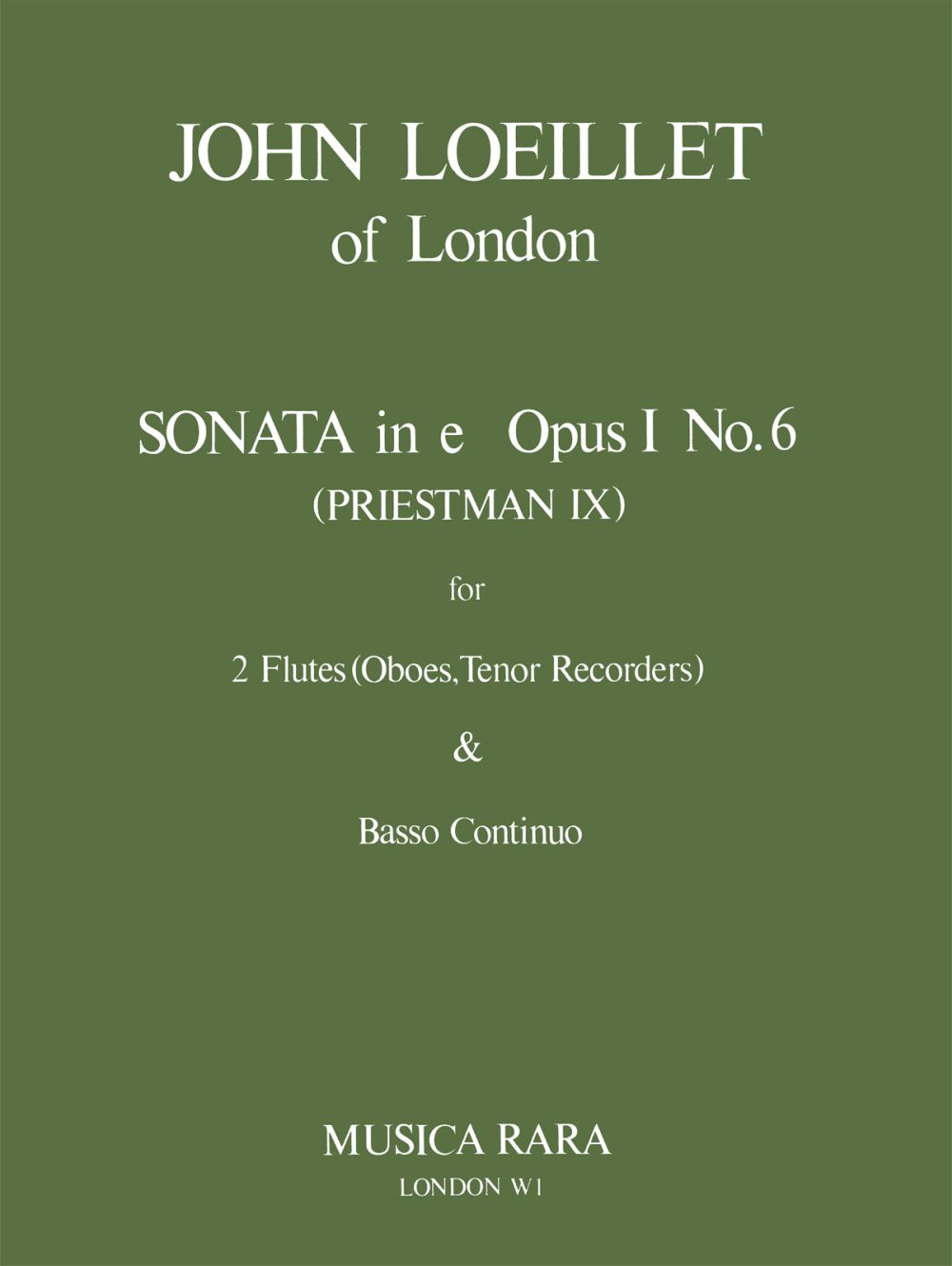 John Loeillet of London - 6 Sonaten op. 1 - Cover