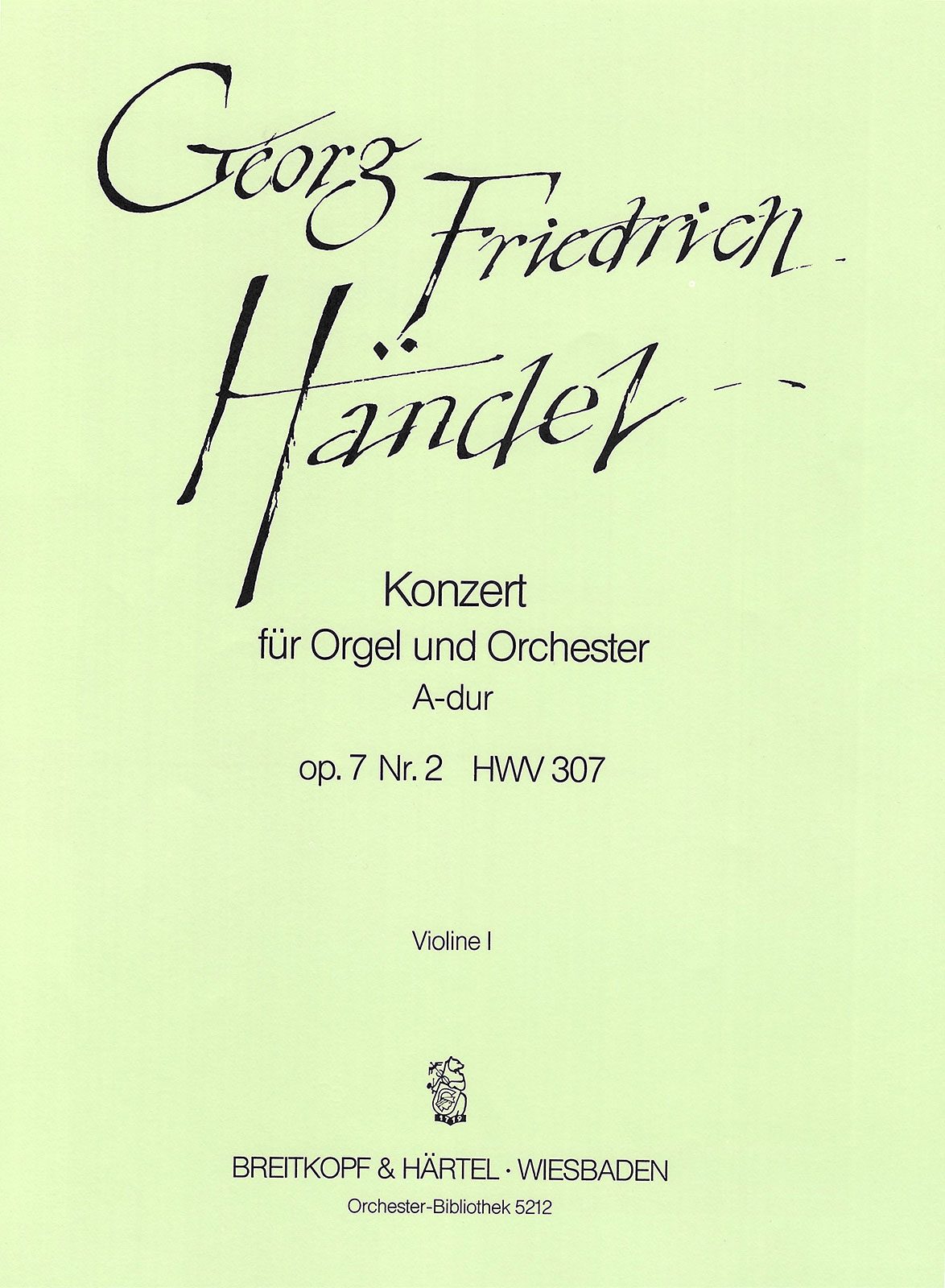 OB 5212-15 - Orgelkonzert (Nr. 8) A-dur op. 7/2 HWV 307 - Cover