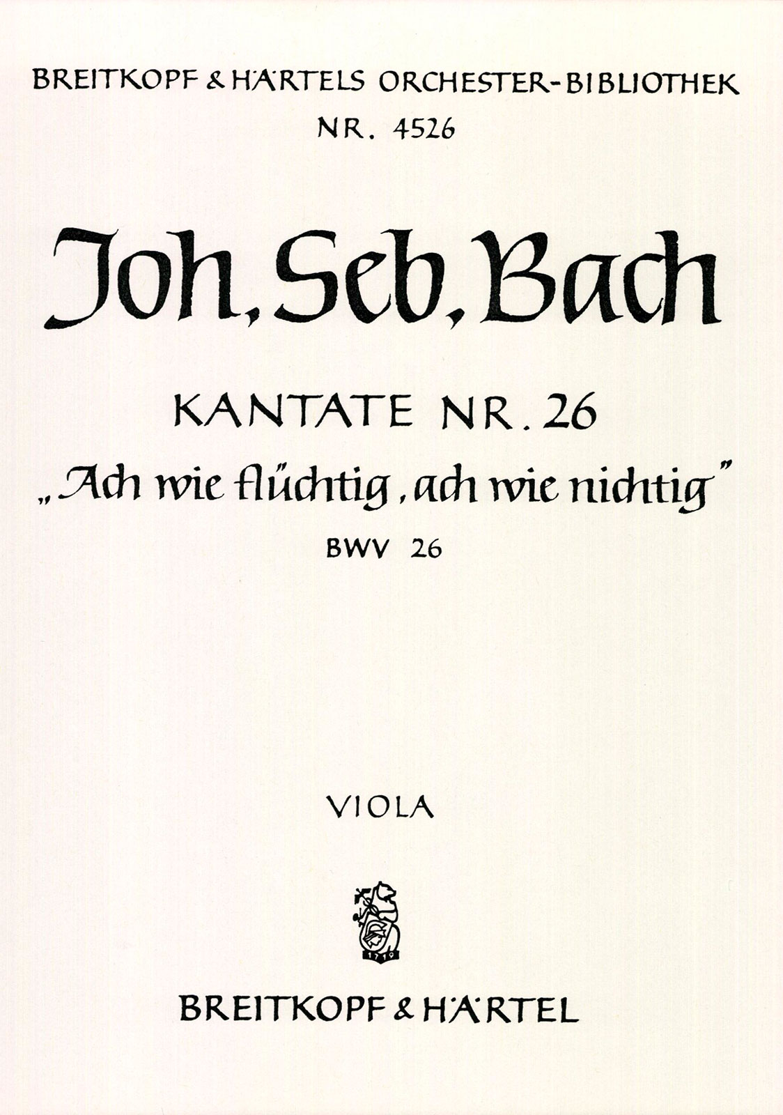 OB 4526-19 - Cantata BWV 26 “Ah! how weary, ah! how fleeting” - Cover