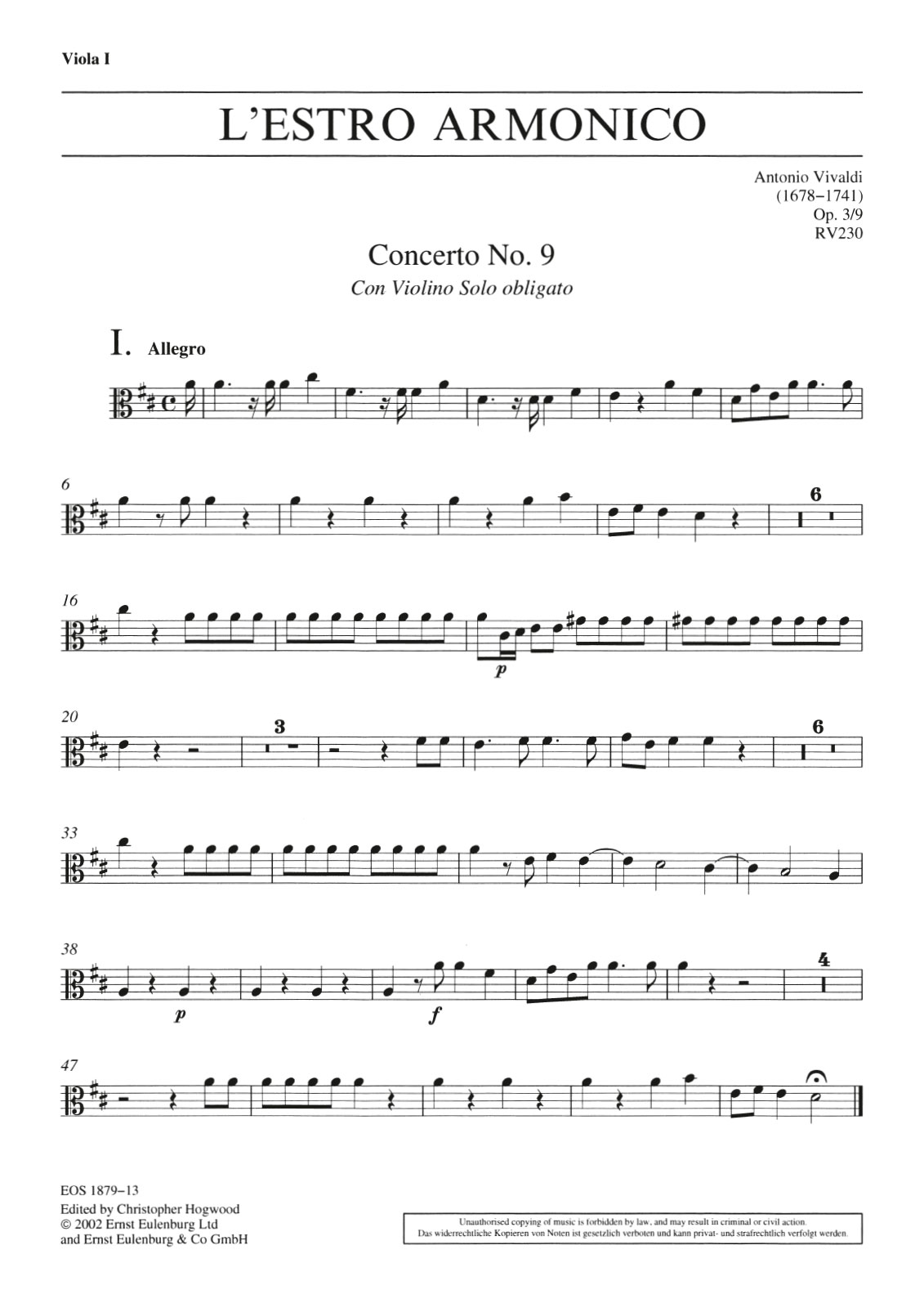 EOS 1879-19 - L’Estro Armonico op. 3/9 RV 230 - Cover