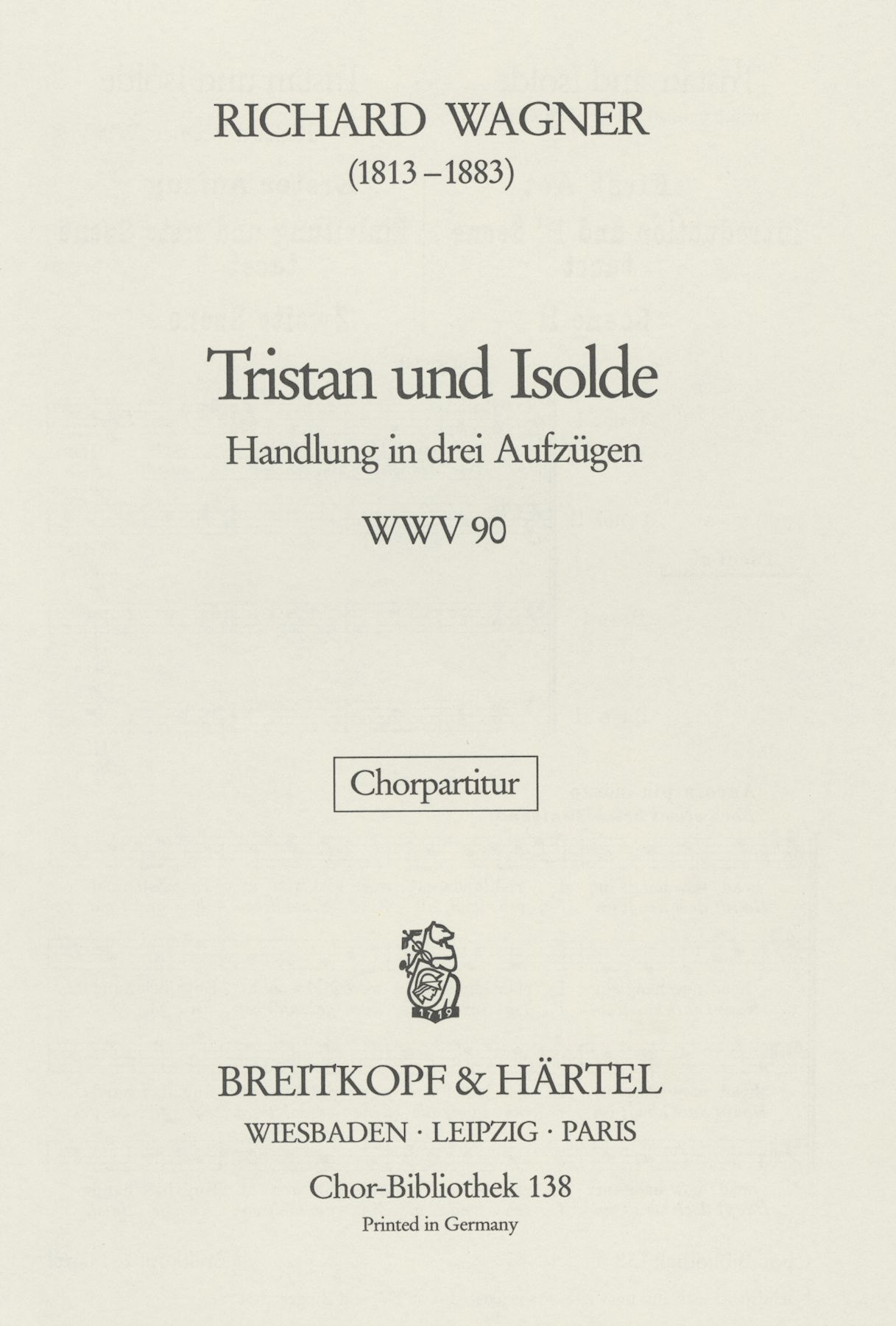 ChB 138 - Tristan und Isolde WWV 90 - Cover