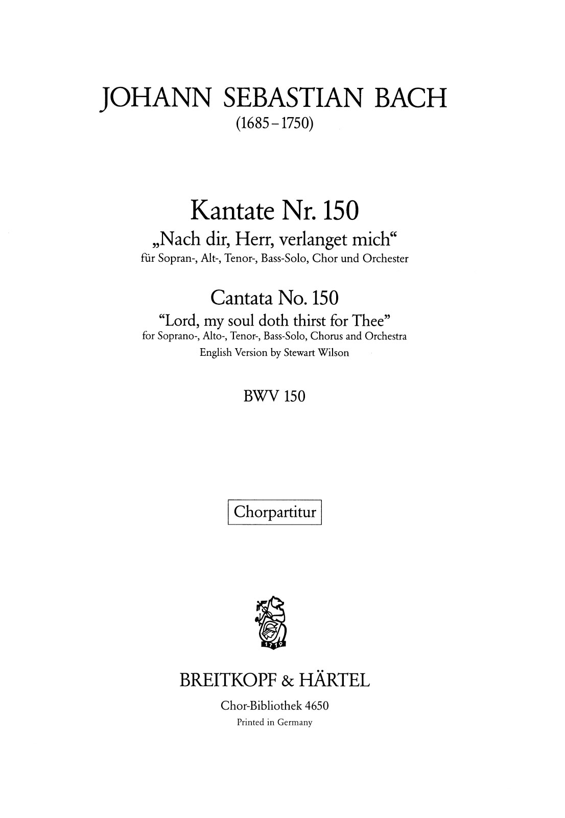 ChB 4650 - Cantata BWV 150 “Lord, my soul doth thirst for Thee” - Cover