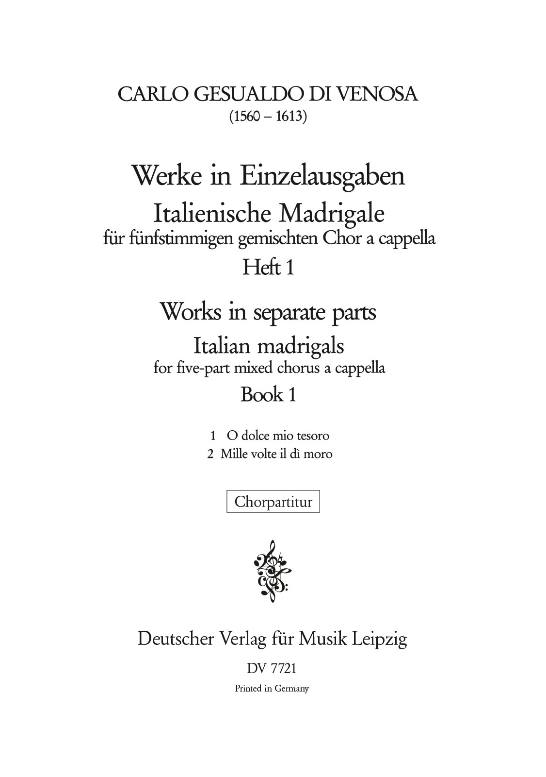 DV 7721 - Italienische Madrigale - Cover