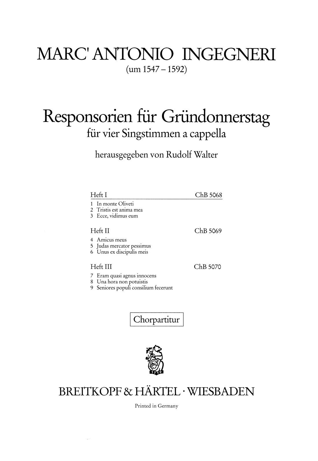 ChB 5068 - Responsorien für Gründonnerstag - Cover