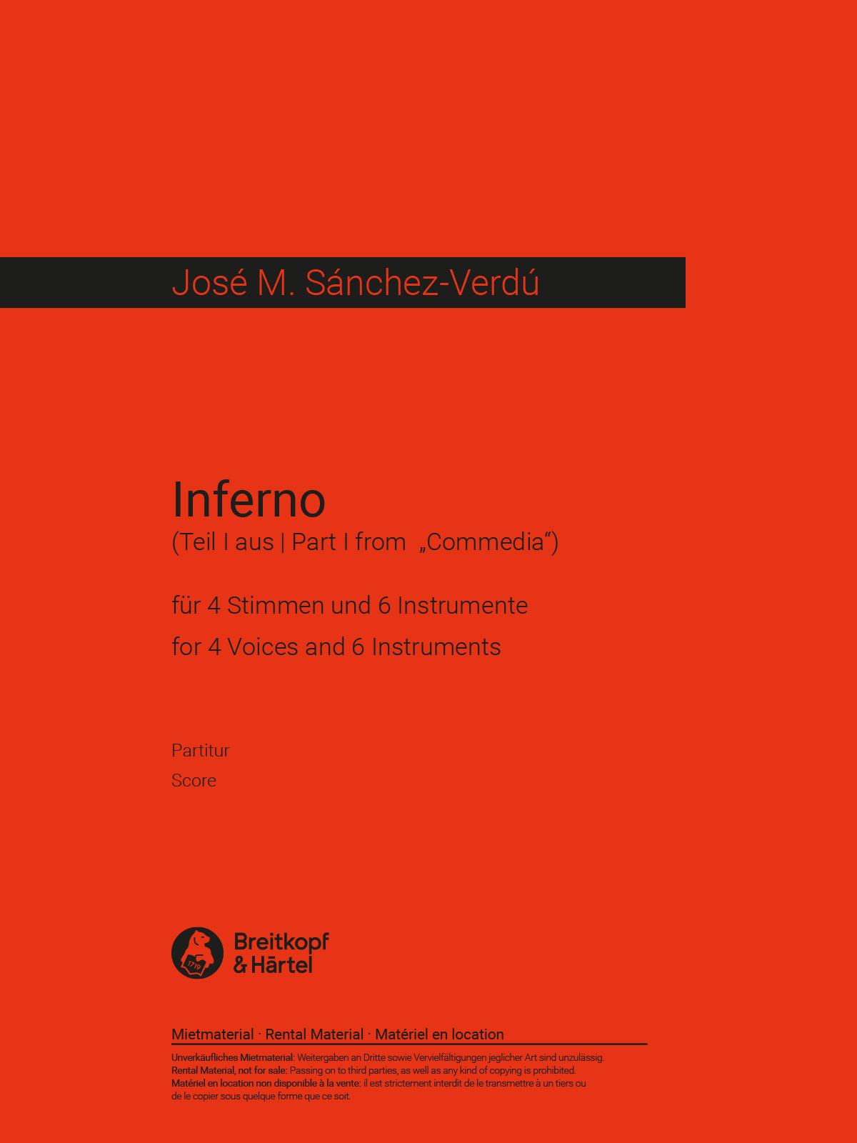 José M. Sánchez-Verdú - Commedia - Cover