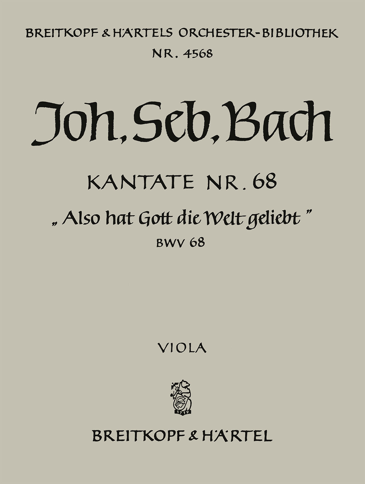 OB 4568-19 - Cantata BWV 68 “For God his wondrous love to show” - Cover