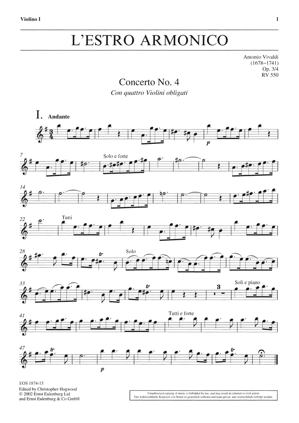 EOS 1874-15 - L’Estro Armonico op. 3/4 RV 550 - Cover