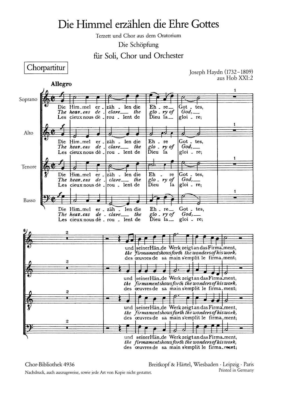 ChB 4936 - “The Heavens Declare the Glory of God” - Cover