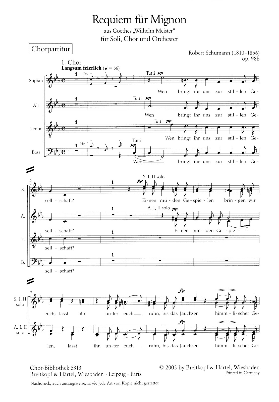 ChB 5313 - Requiem für Mignon op. 98b - Cover