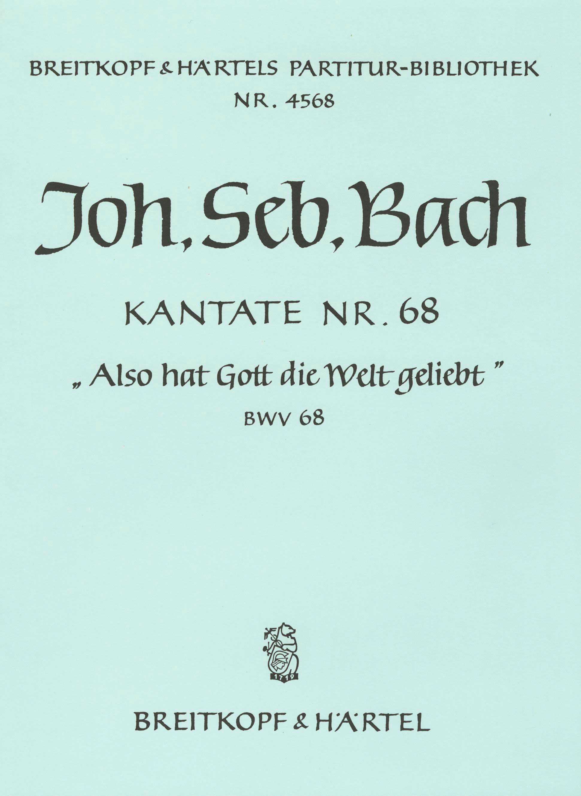PB 4568 - Cantata BWV 68 “For God his wondrous love to show” - Cover