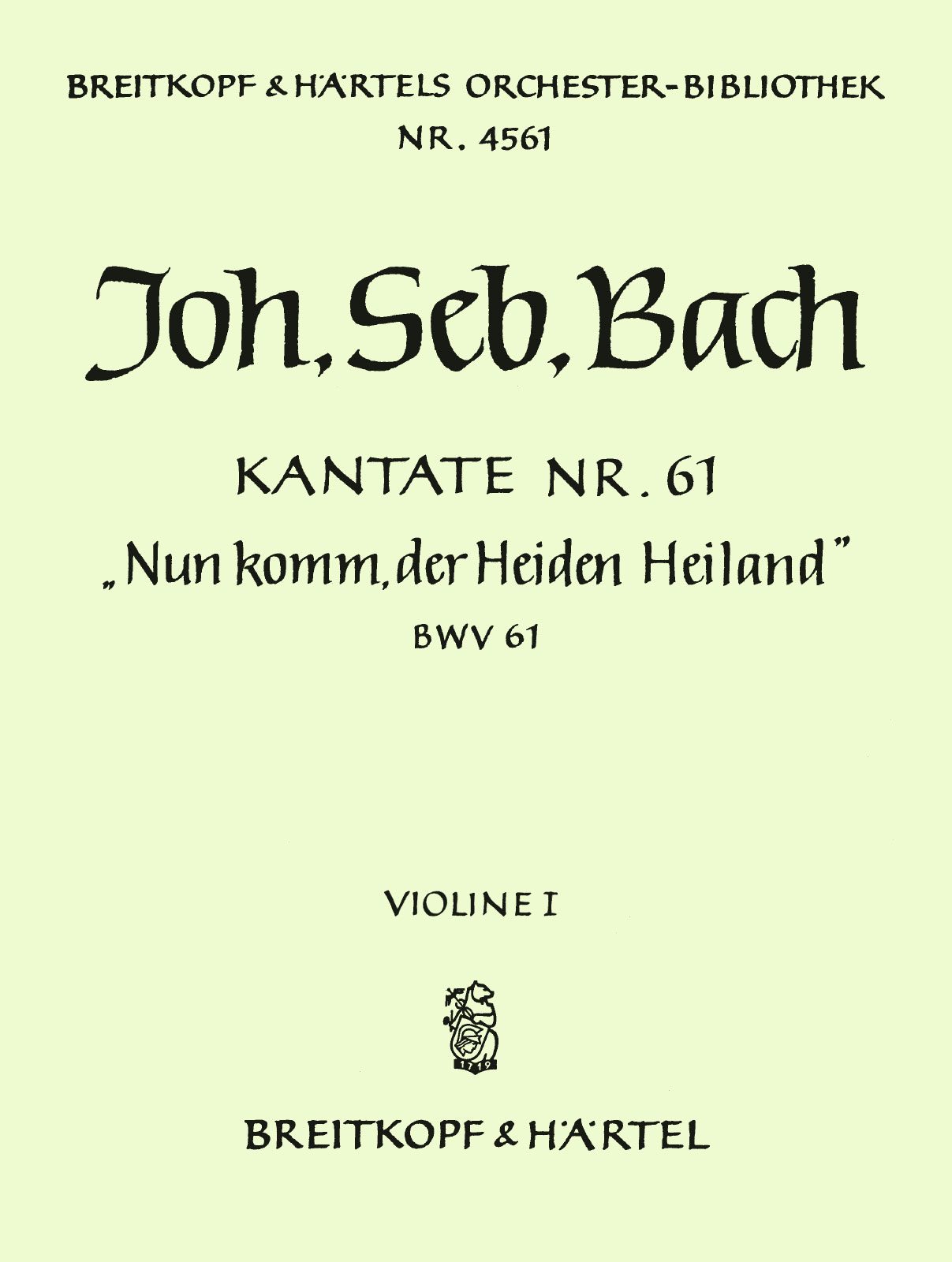 OB 4561-15 - Kantate BWV 61 „Nun komm, der Heiden Heiland“ - Cover