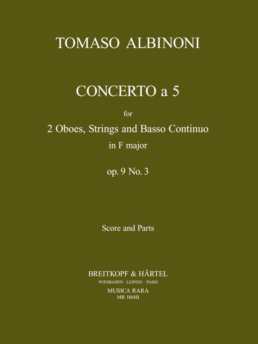 MR 1868b - Concerto a 5 in F op. 9/3 - Cover