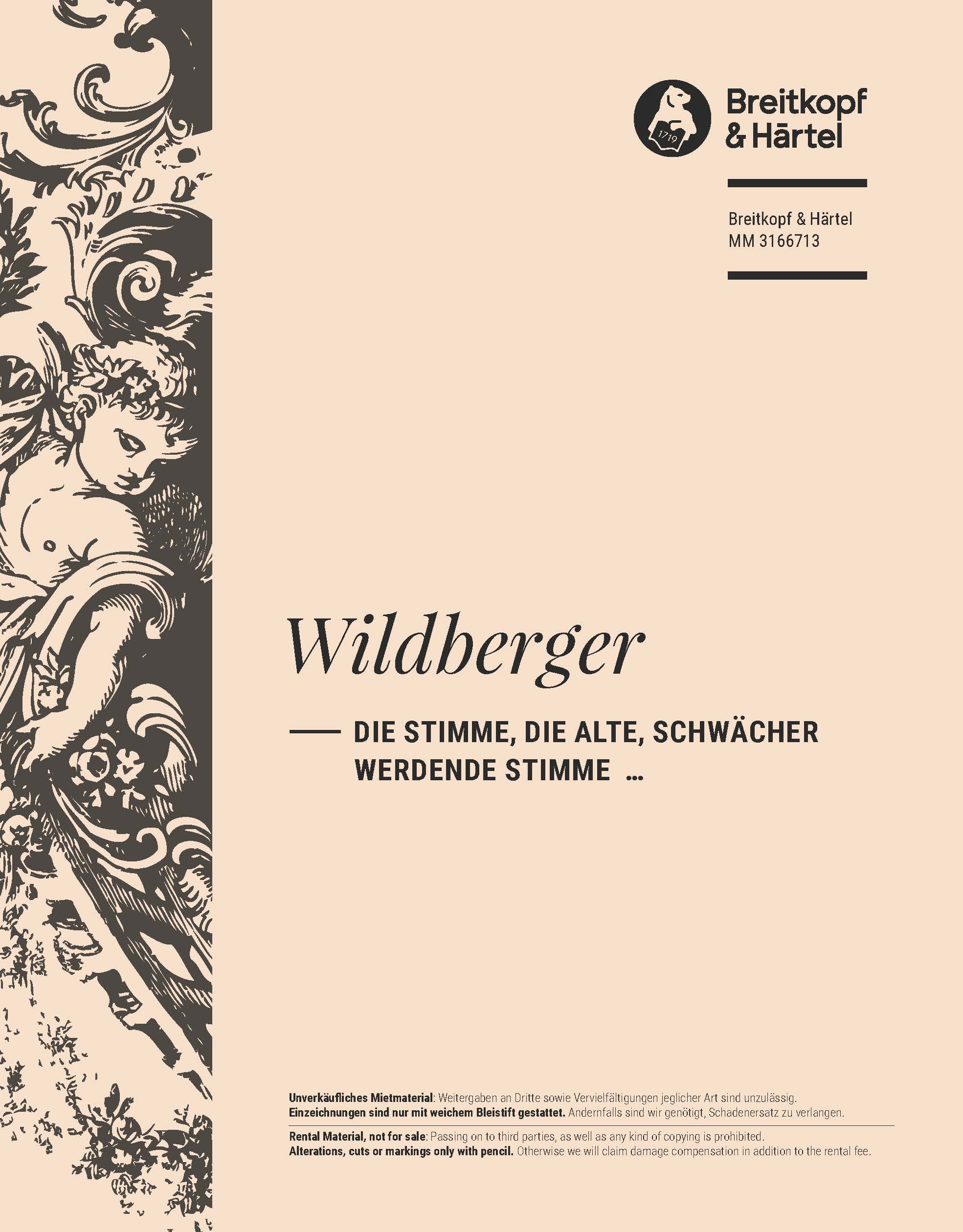 Jacques Wildberger - Die Stimme, die alte, schwächer werdende Stimme … - Cover