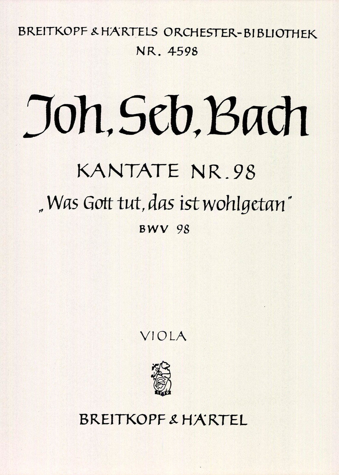 OB 4598-19 - Cantata BWV 98 “Was Gott tut, das ist wohlgetan” - Cover