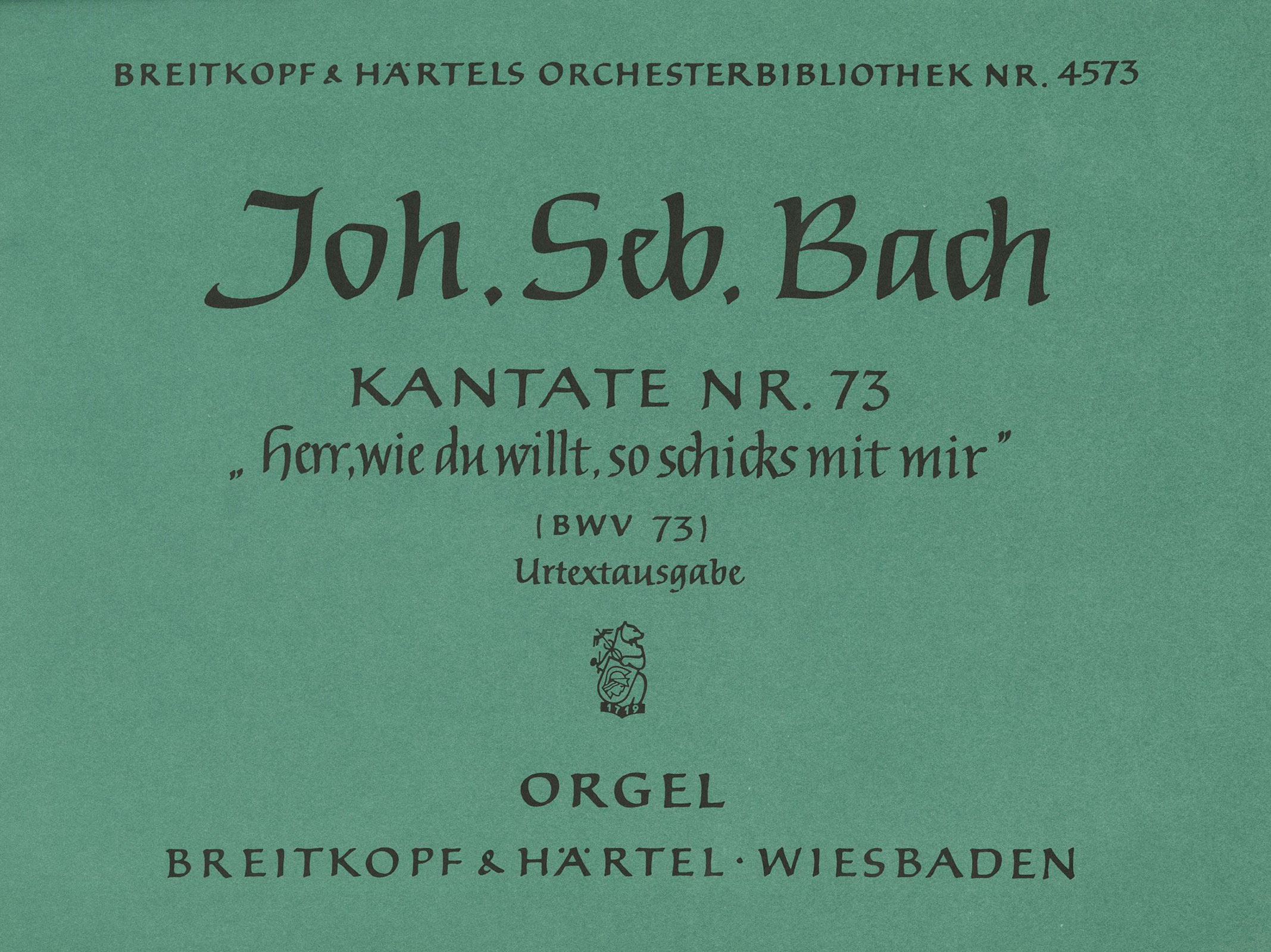 OB 4573-11 - Cantata BWV 73 “Lord, as Thou wilt, do unto me” - Cover
