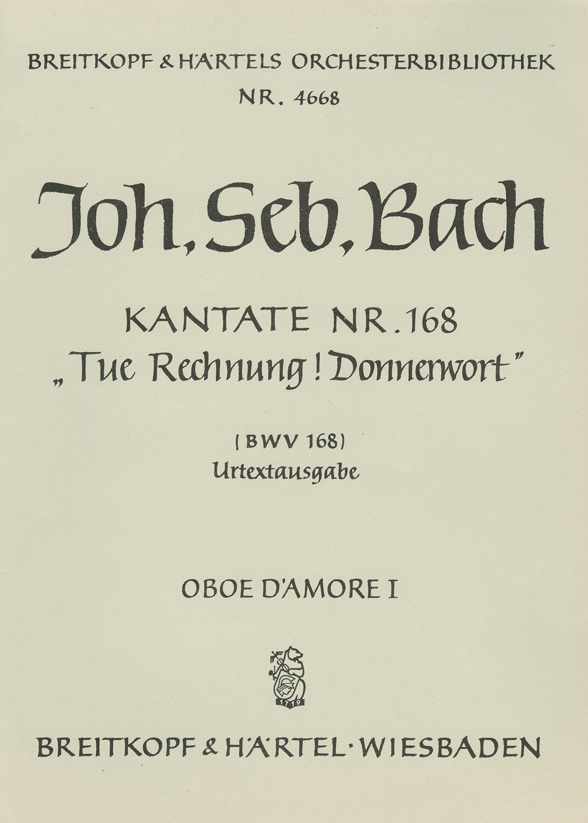 OB 4668-30 - Cantata BWV 168 “Tue Rechnung! Donnerwort” - Cover