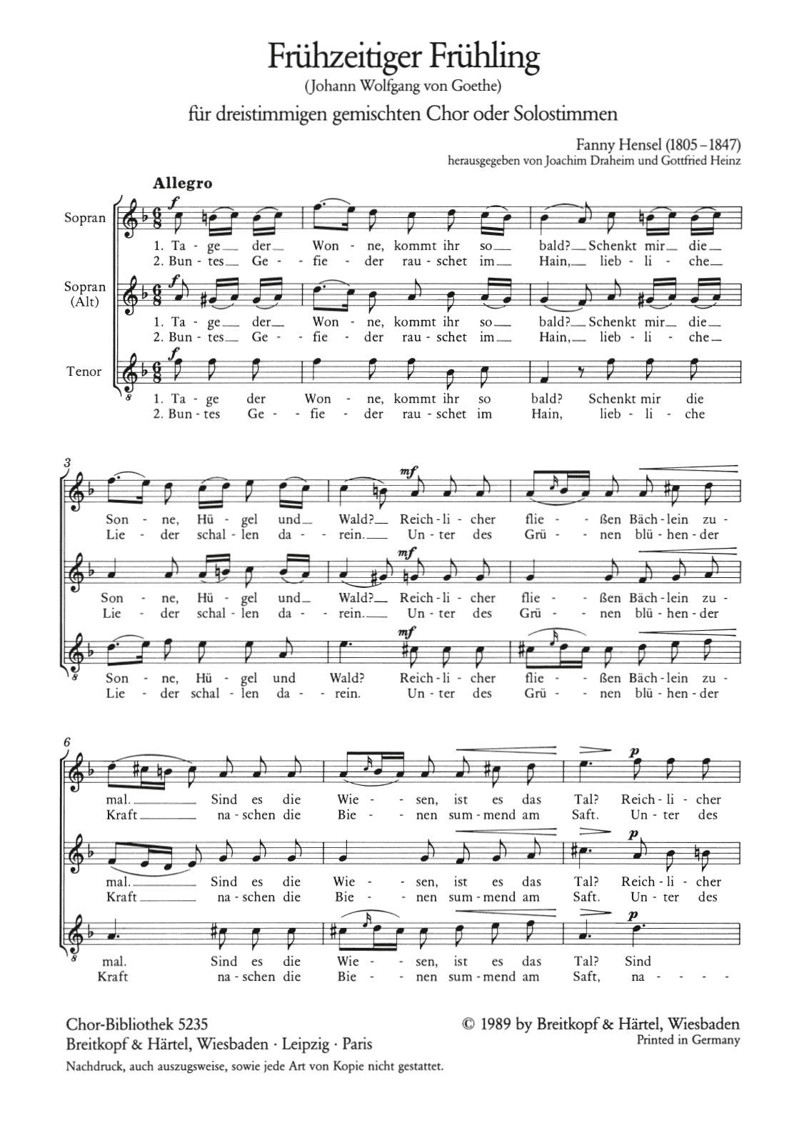 Fanny Hensel - Frühzeitiger Frühling - Cover