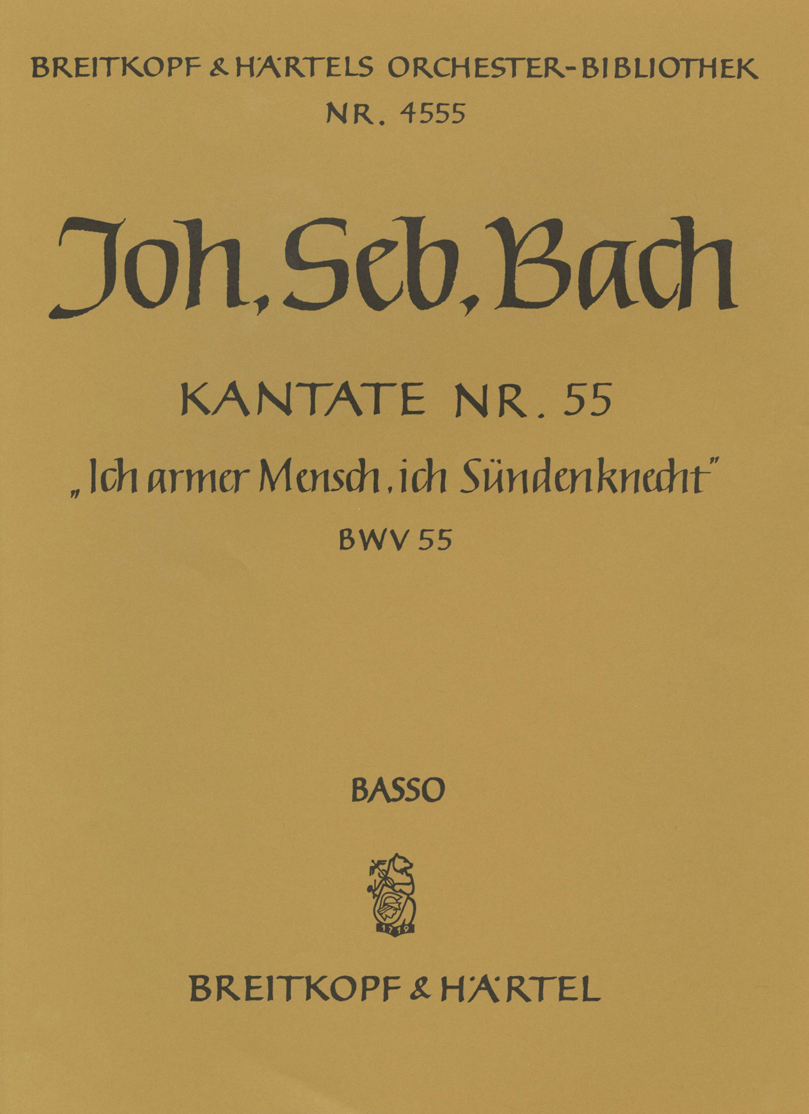 OB 4555-26 - Cantata BWV 55 “Poor wretched man, a slave of sin” - Cover