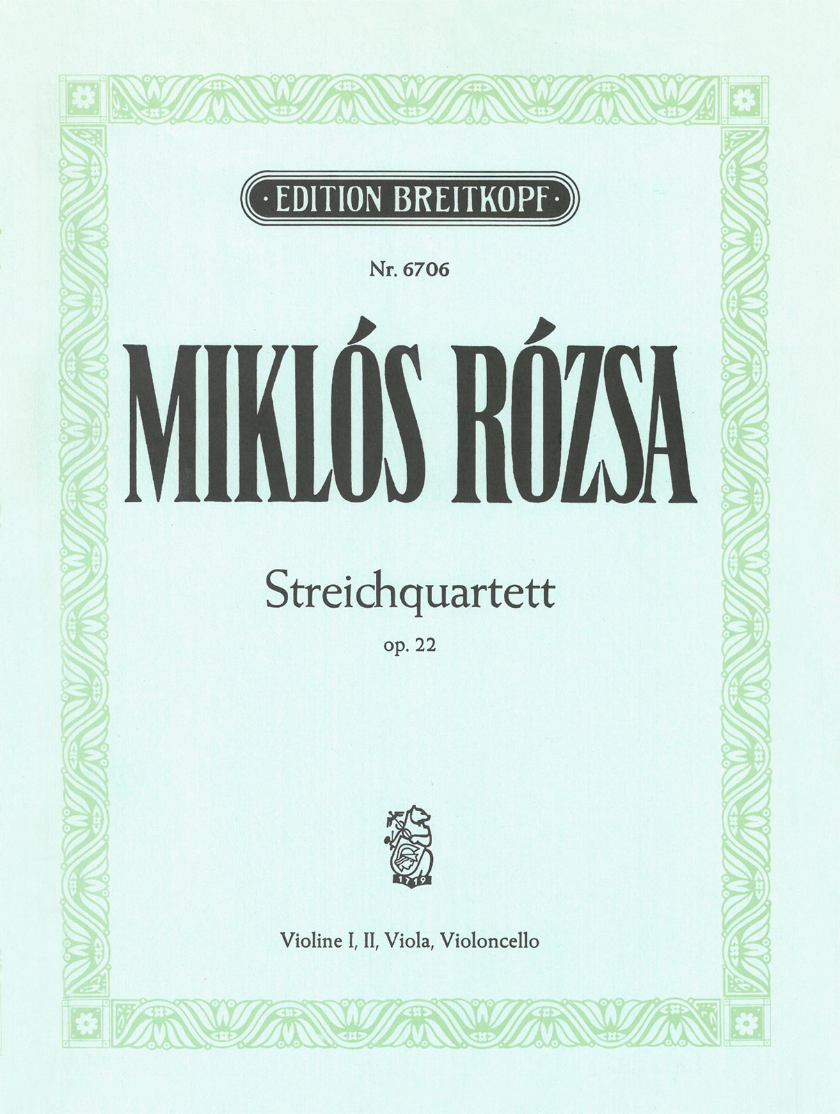 Miklós Rózsa - Streichquartett Nr. 1 op. 22 - Cover