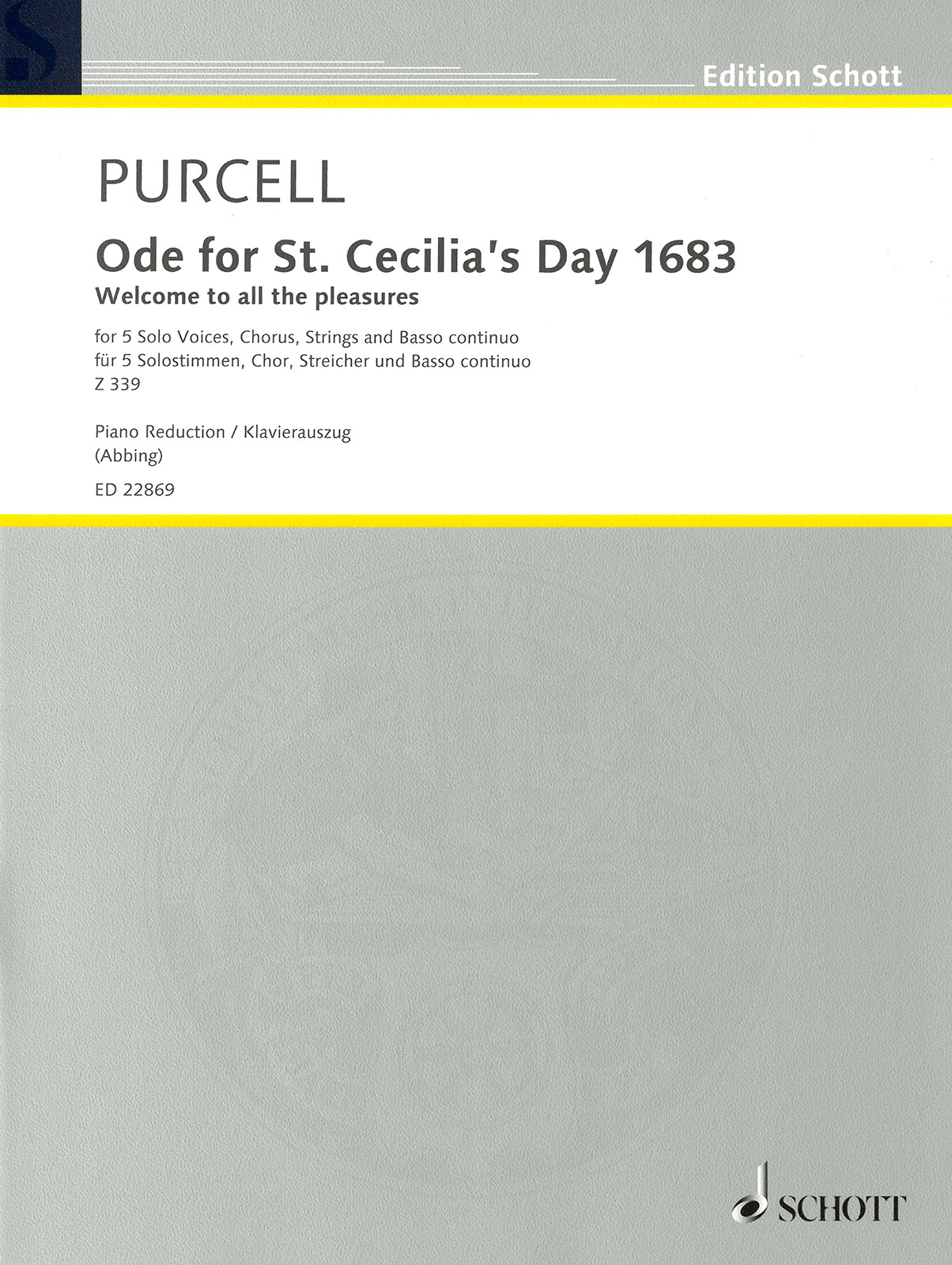 ED 22869 - Ode for St. Cecilia’s Day 1683 Z 339 - Cover