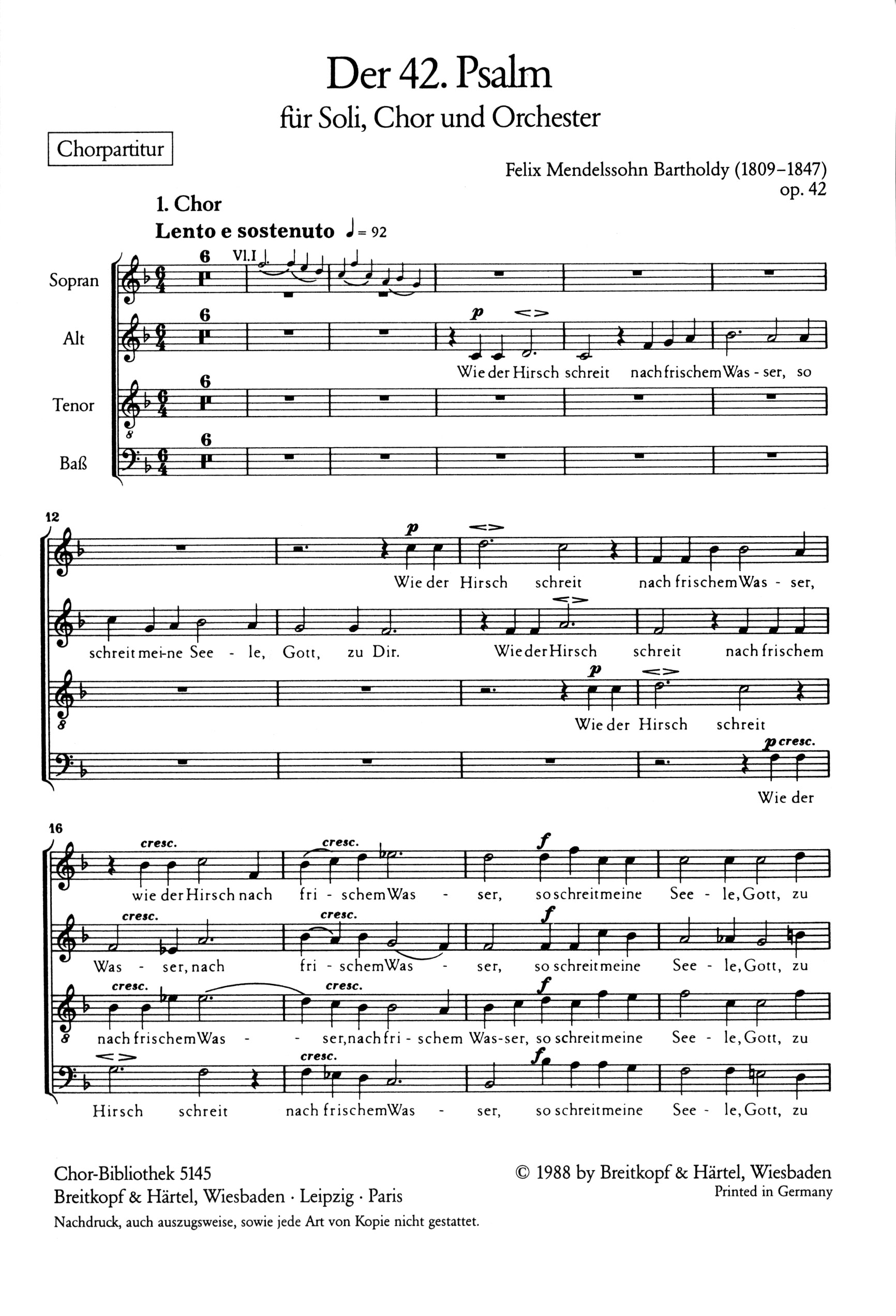 ChB 5145 - Der 42. Psalm op. 42 MWV A 15 „Wie der Hirsch schreit“ - Cover