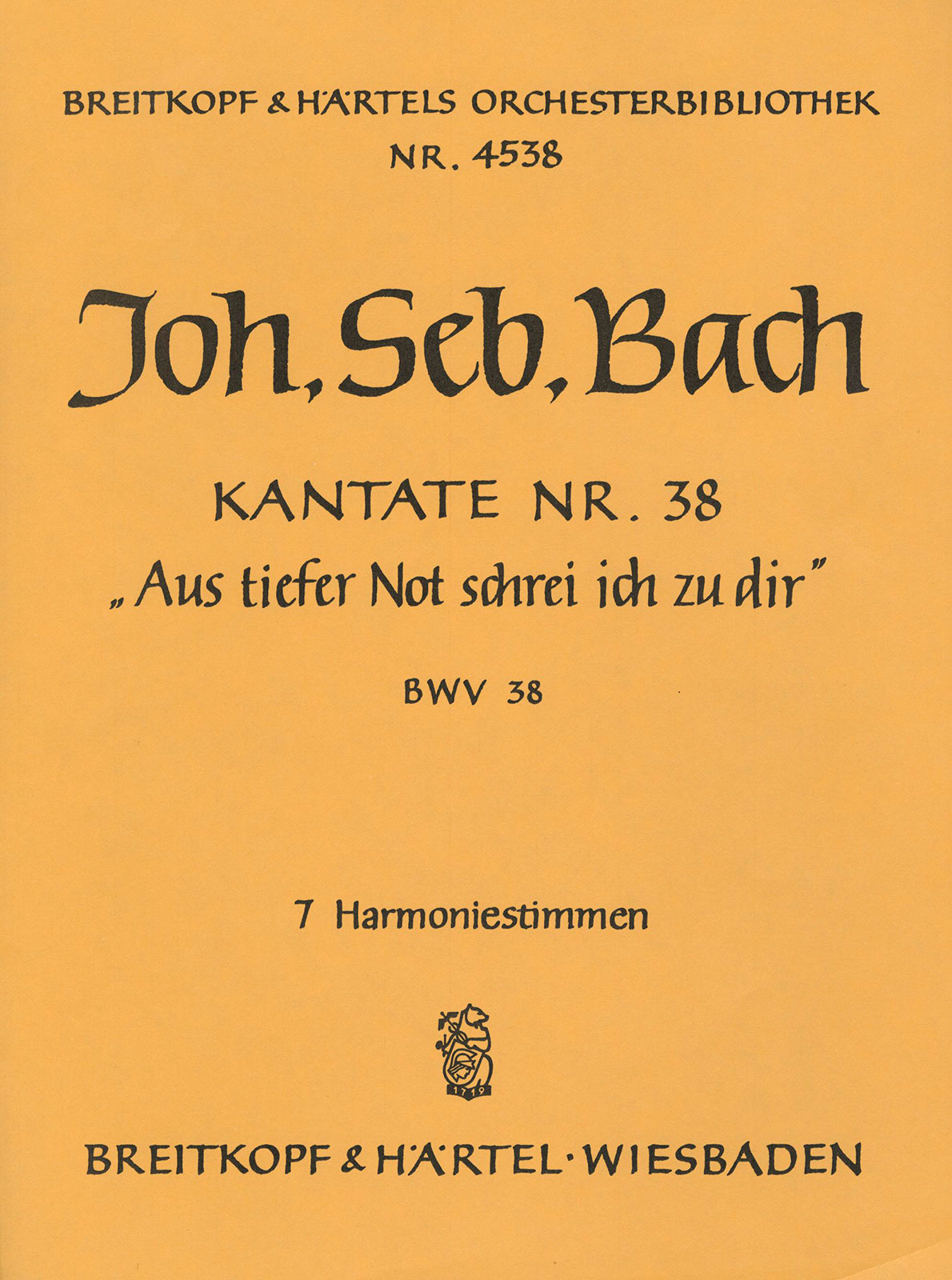 OB 4538-30 - Cantata BWV 38 “Out of the deep call I to Thee” - Cover