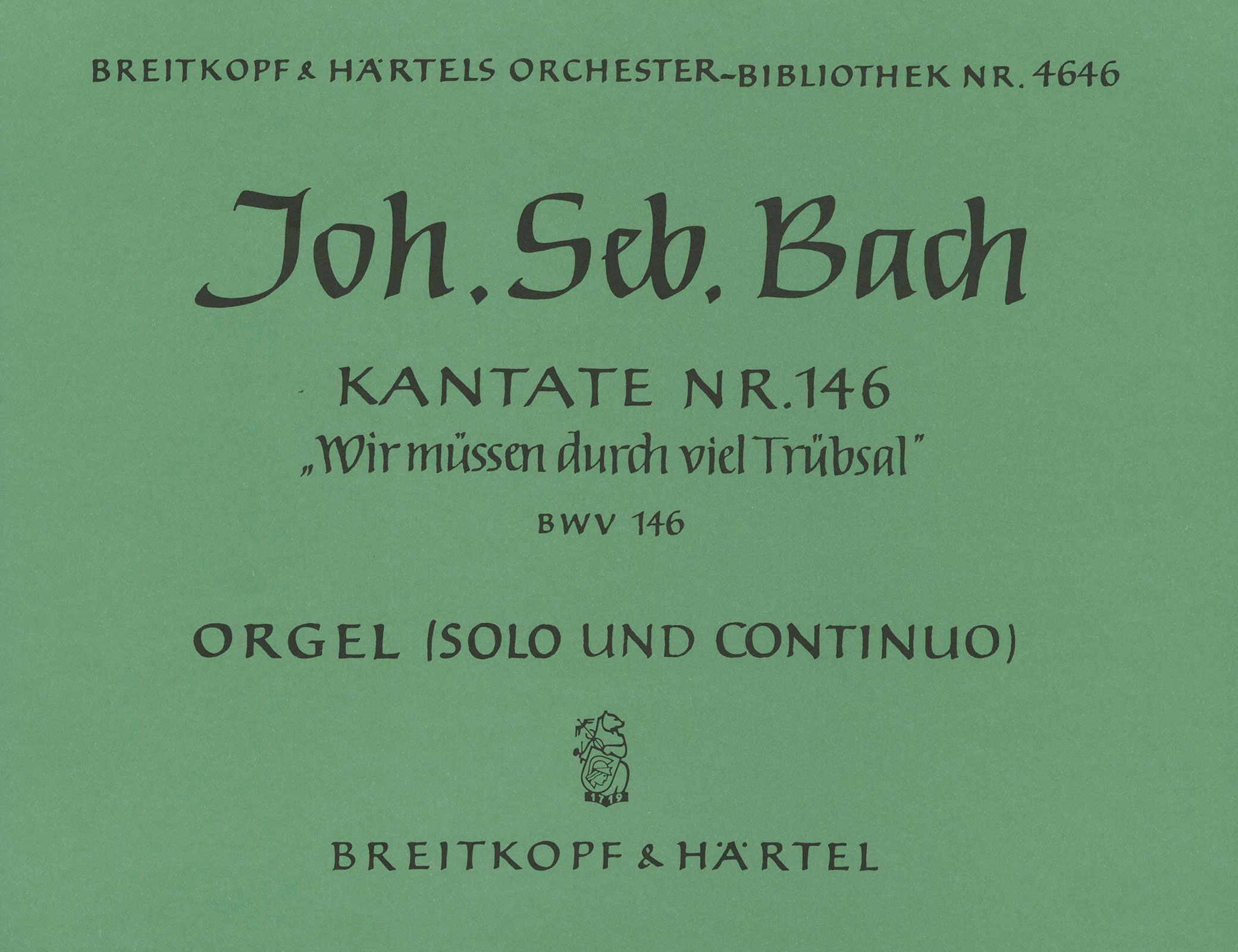 OB 4646-11 - Cantata BWV 146 “Wir müssen durch viel Trübsal” - Cover