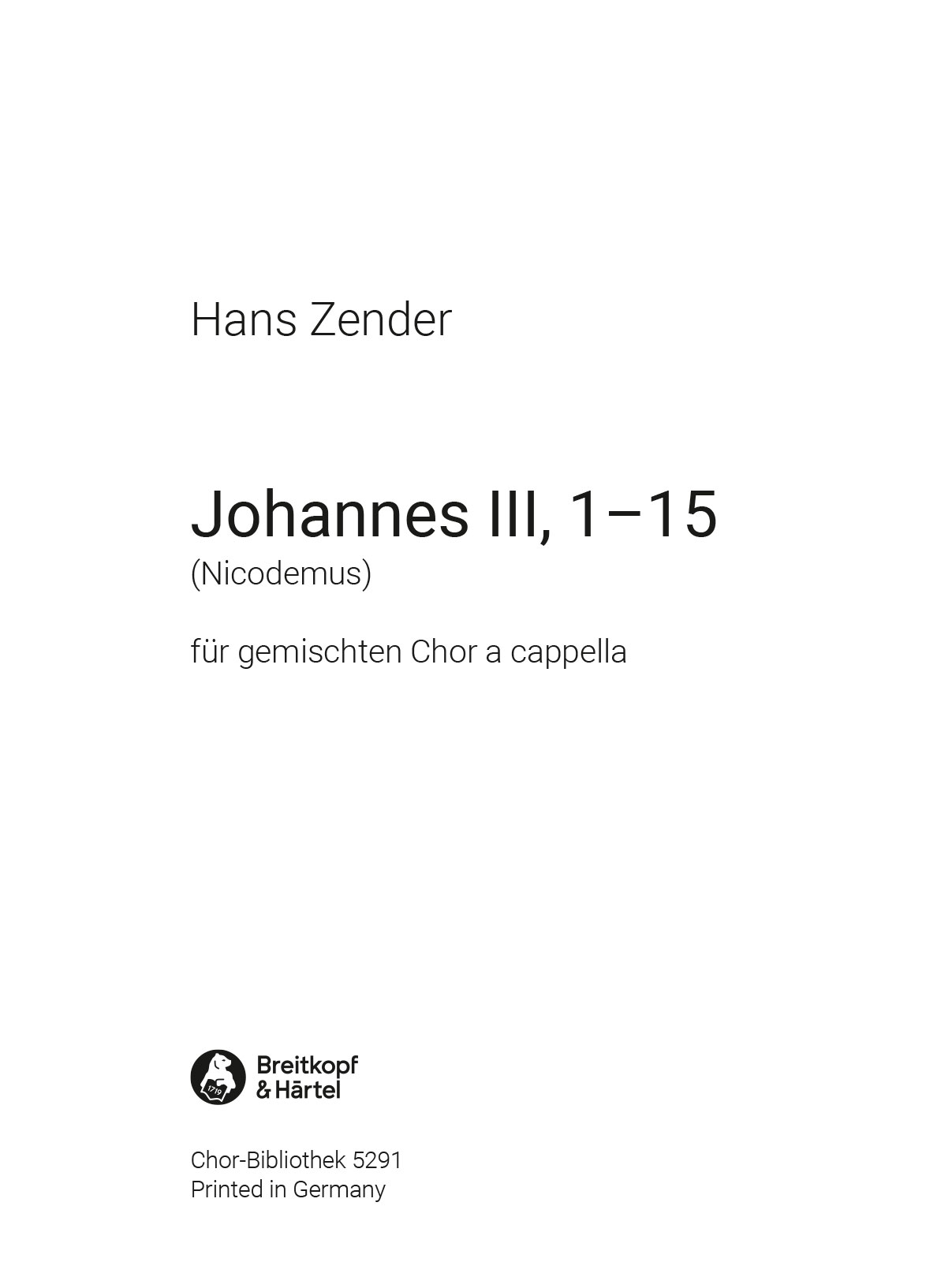 Hans Zender - Johannes III, 1-15 - Cover