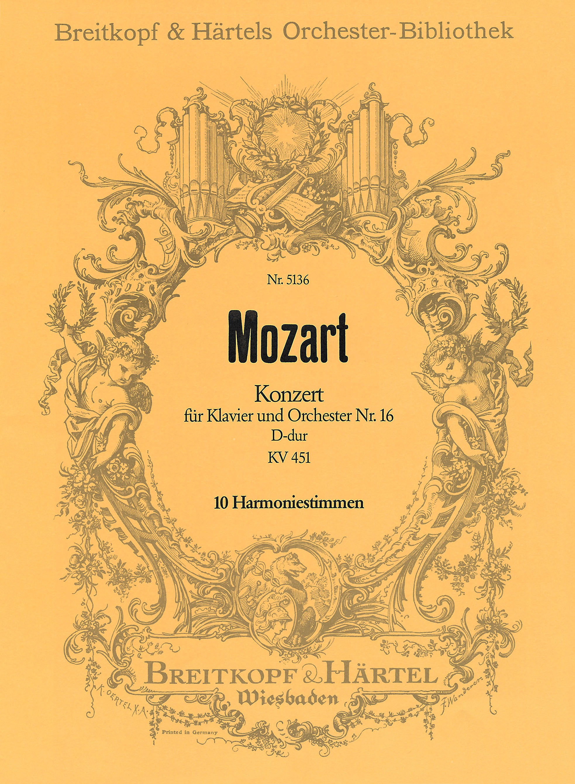 OB 5136-30 - Piano Concerto [No. 16] in D major K. 451 - Cover