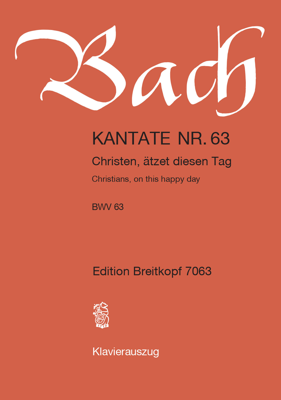 EB 7063D - Cantata BWV 63 “Christians, on this happy Day” - Cover