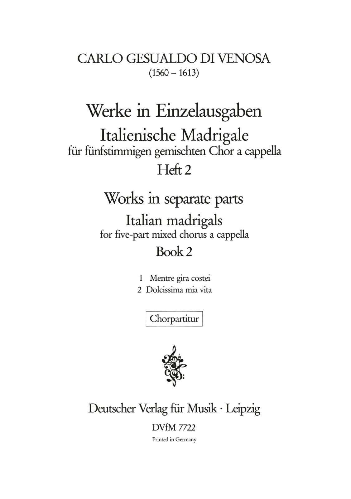 DV 7722 - Italienische Madrigale - Cover