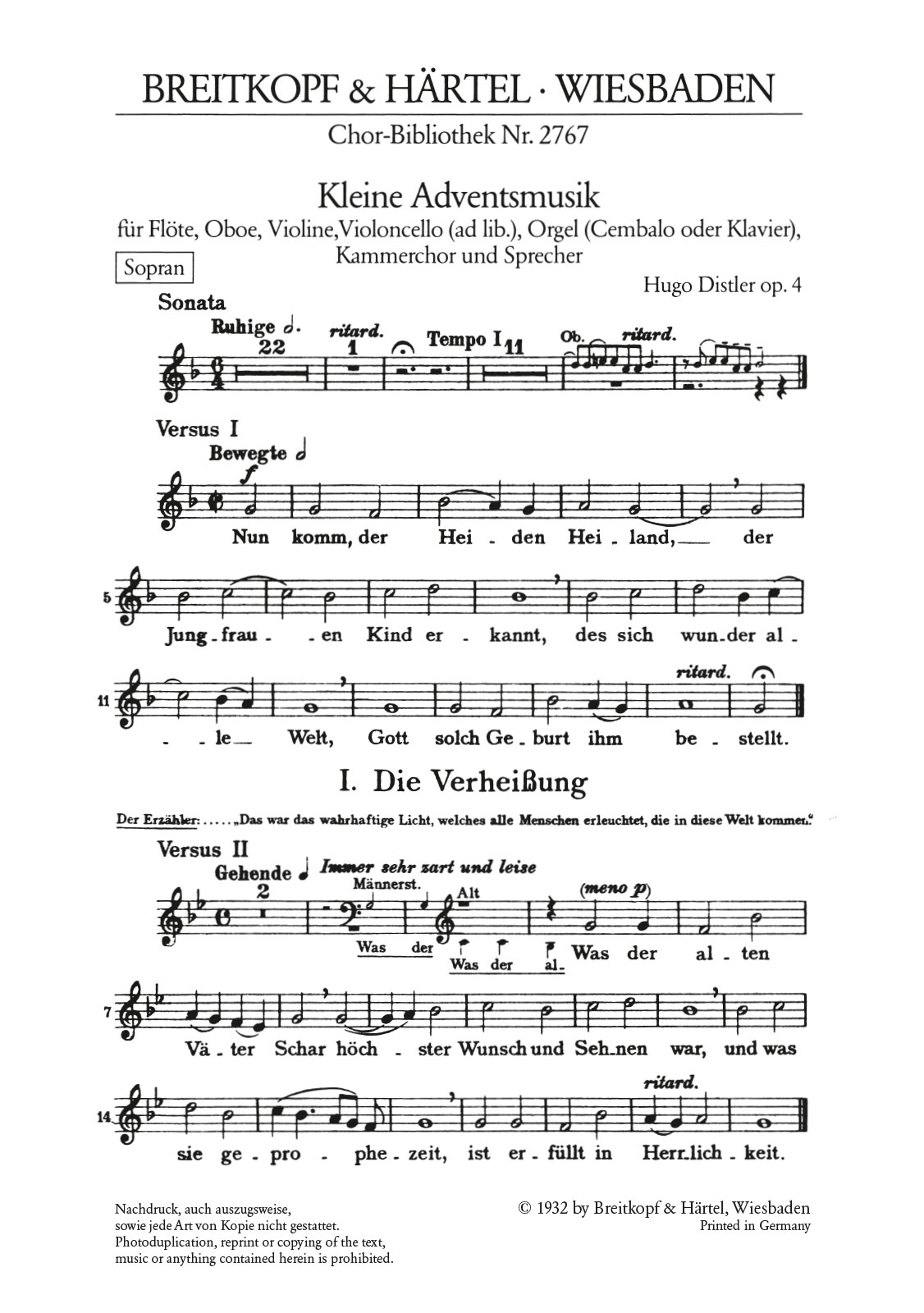 ChB 2767-85D - Kleine Adventsmusik op. 4 - Cover