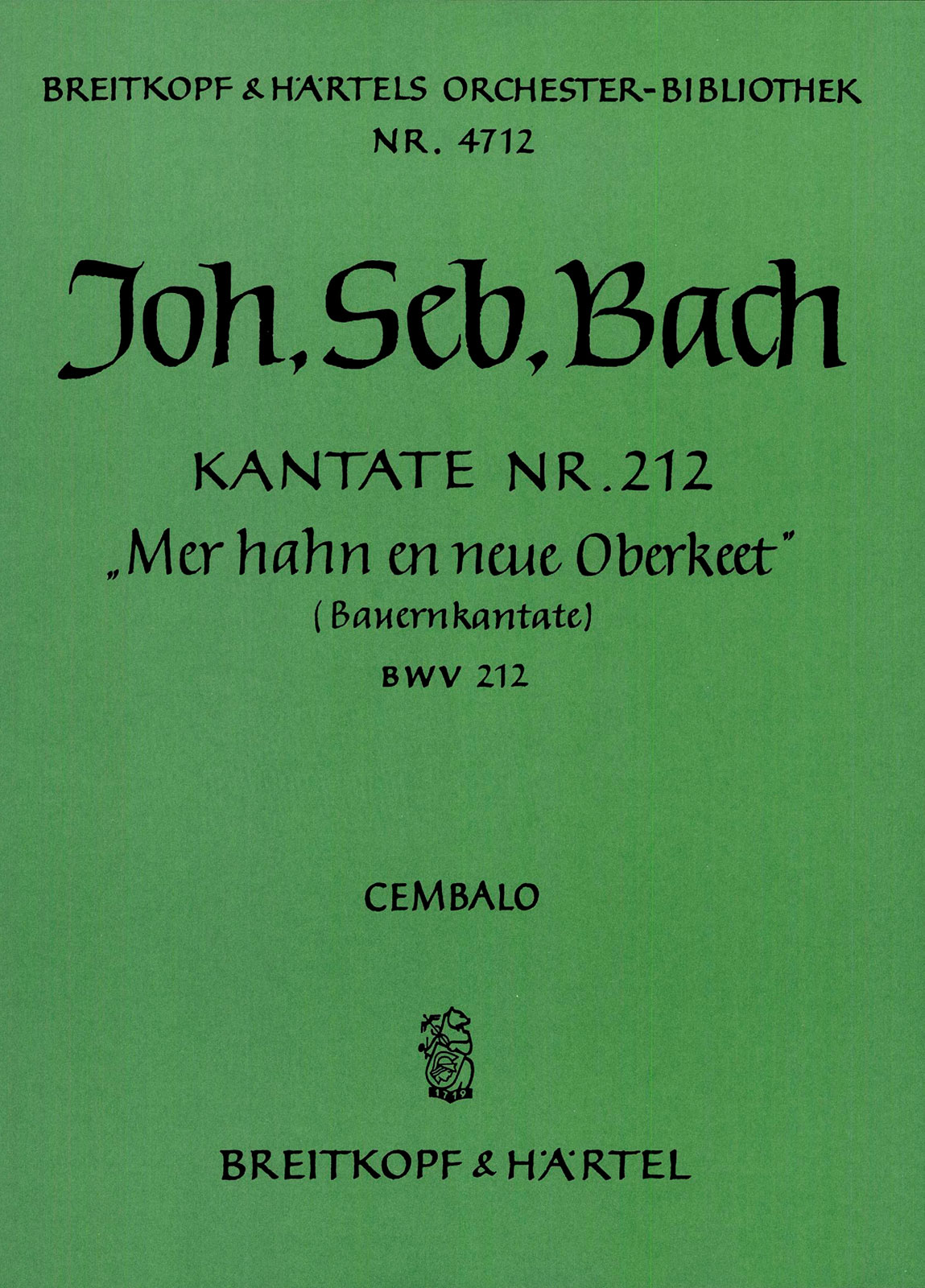 OB 4712-12 - Kantate BWV 212 „Mer hahn en neue Oberkeet“ - Cover