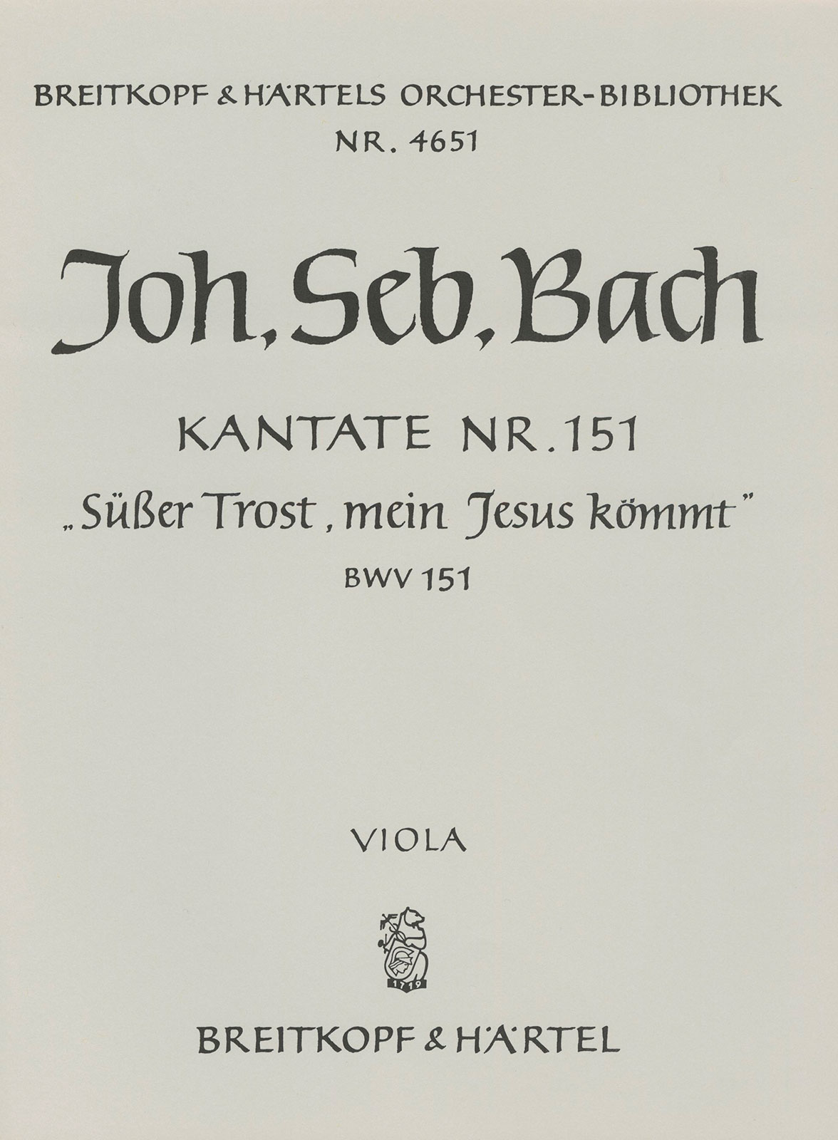 OB 4651-19 - Cantata BWV 151 “Blessed morn, when Jesus was born” - Cover