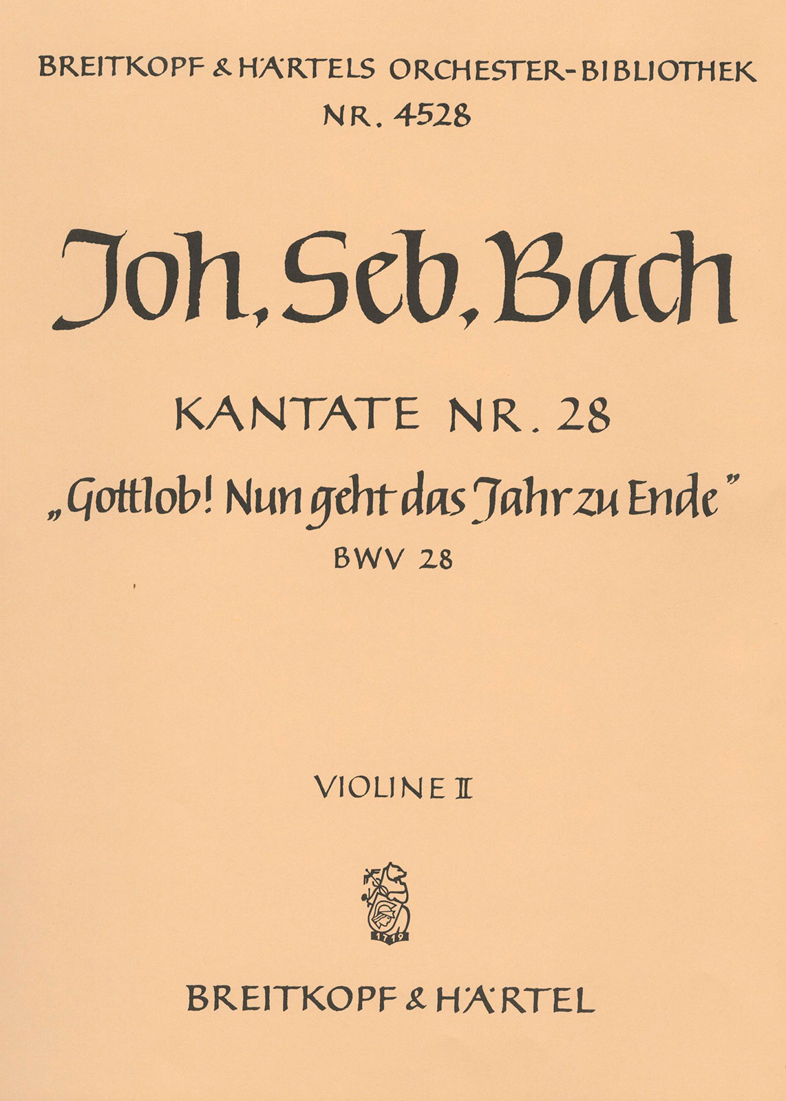 OB 4528-16 - Cantata BWV 28 “Rejoice! the old year now is ended” - Cover