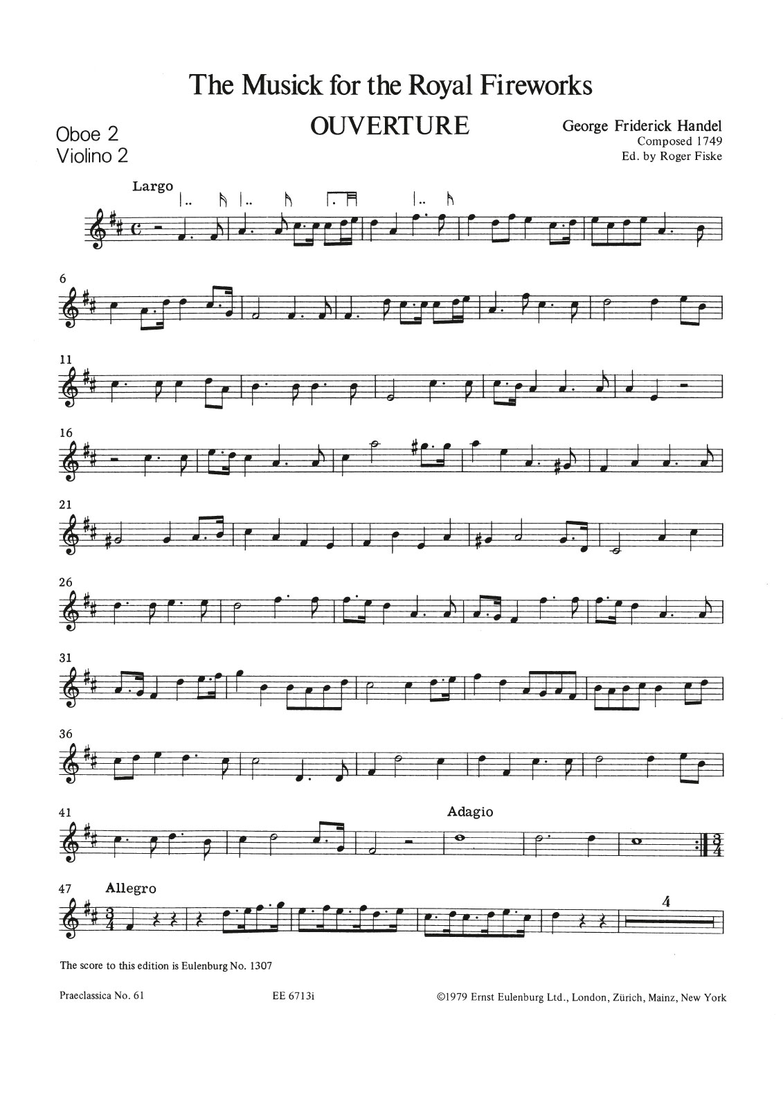 EOS 1307-16 - Feuerwerksmusik D-dur HWV 351 - Cover