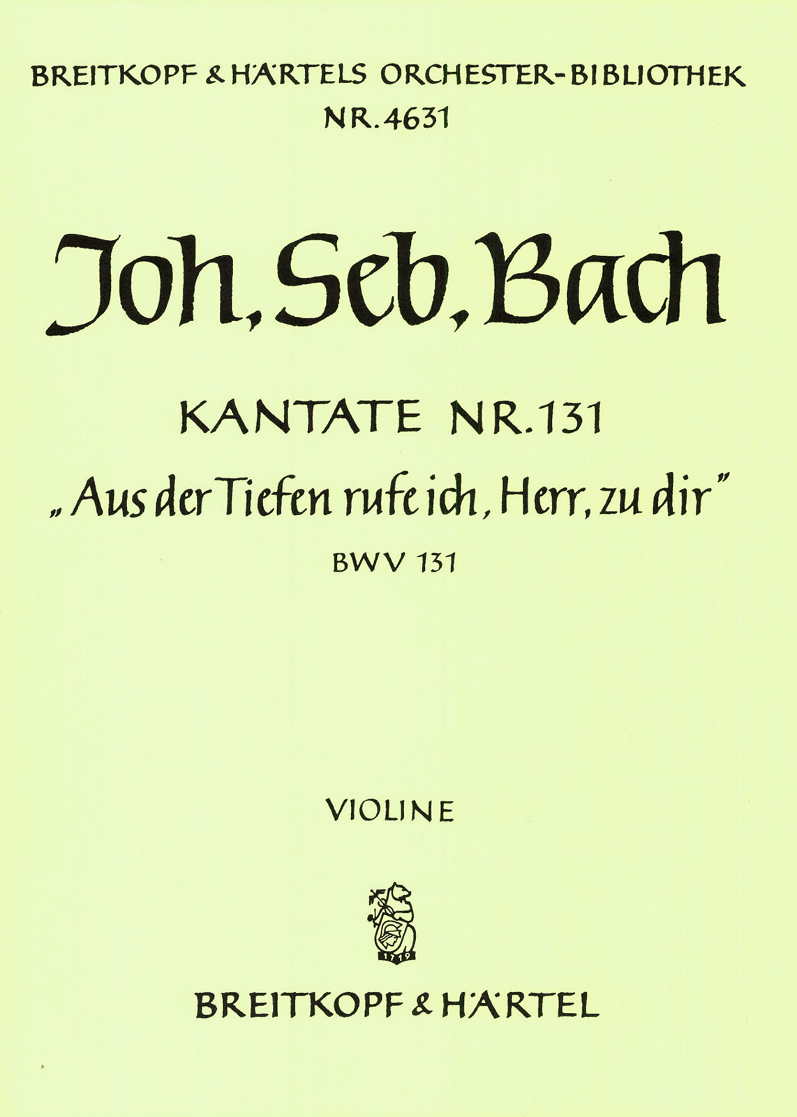 OB 4631-15 - Kantate BWV 131 „Aus der Tiefen rufe ich, Herr, zu dir“ - Cover