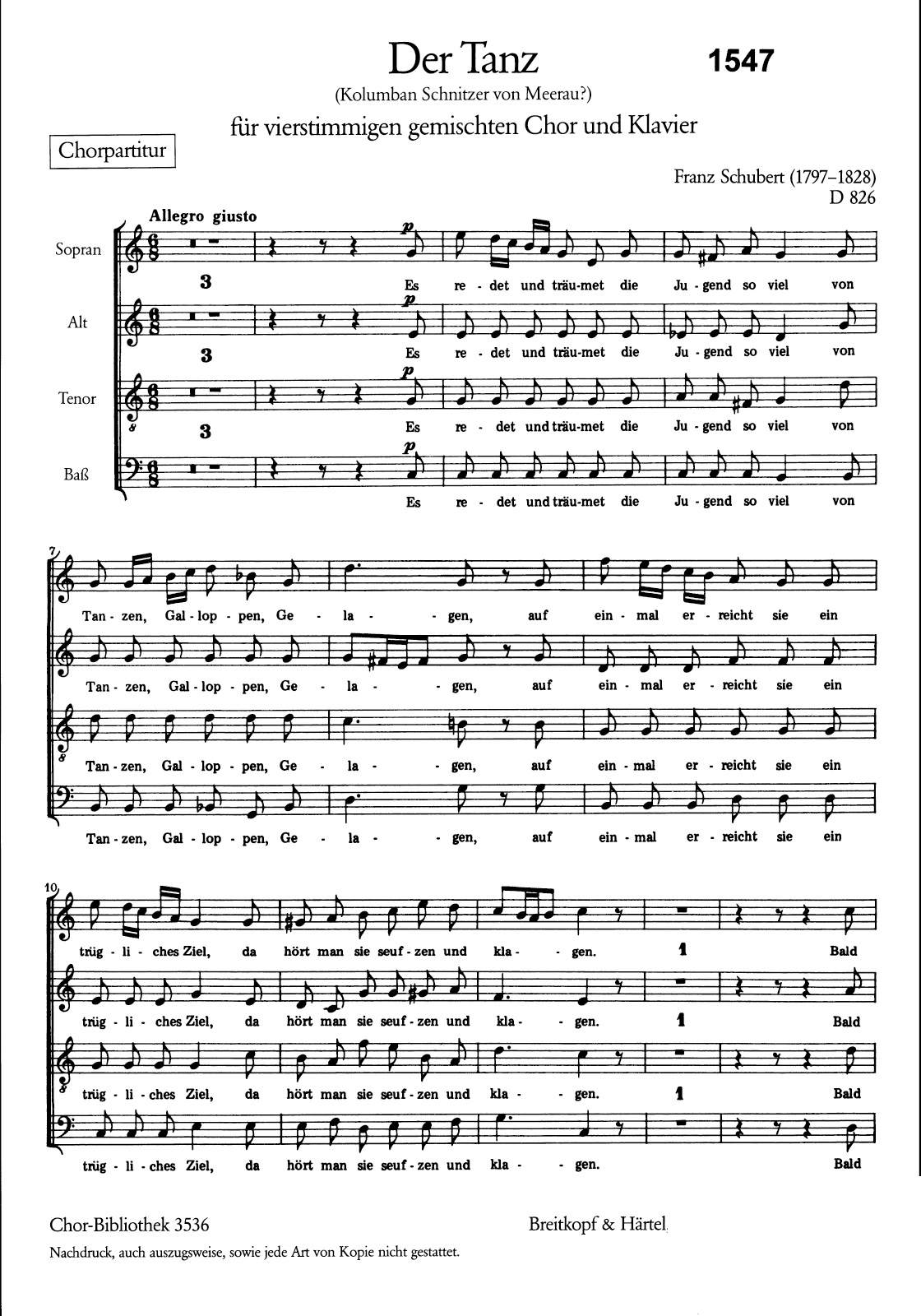 ChB 3536 - Der Tanz D 826 - Cover