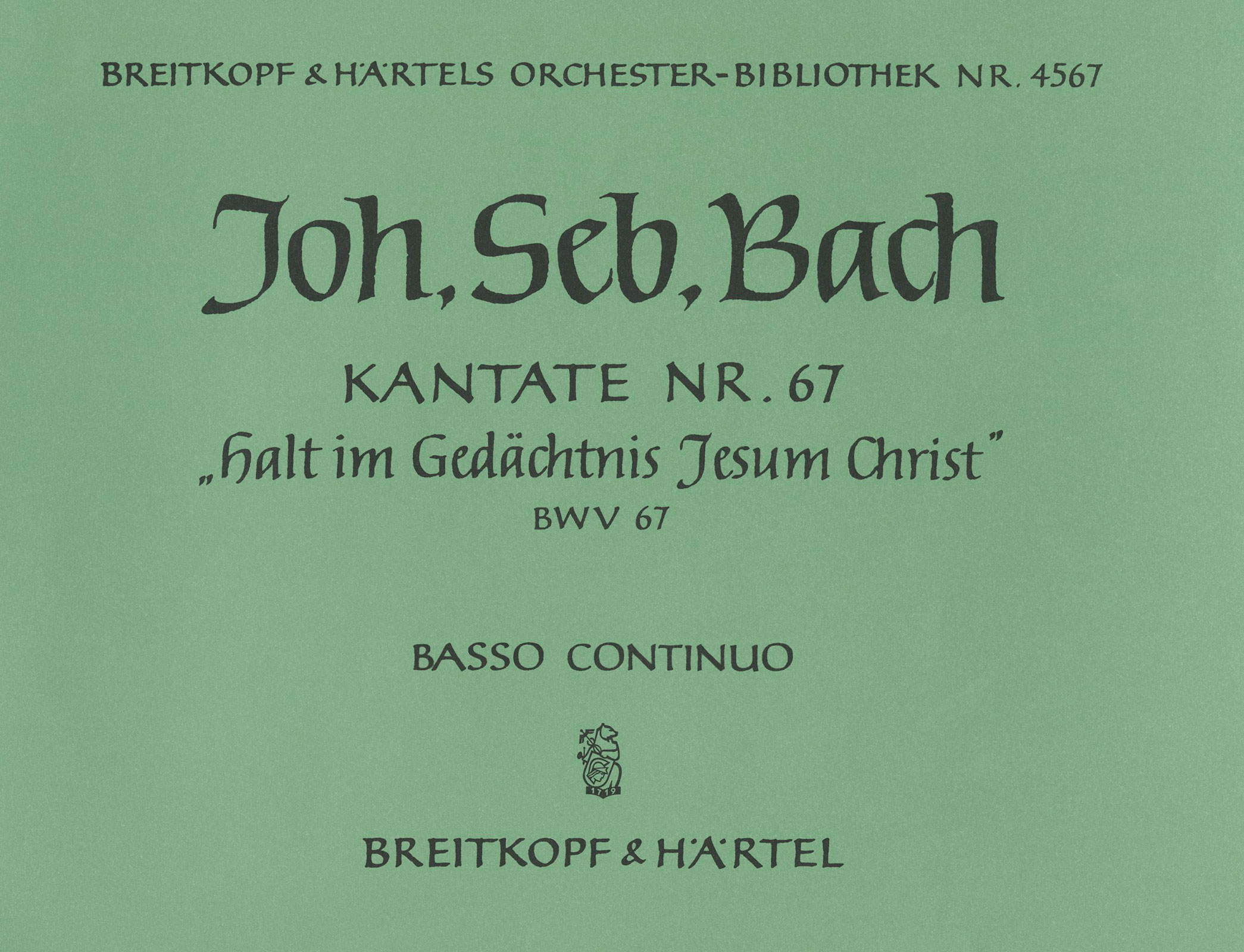 OB 4567-11 - Cantata BWV 67 “Hold in remembrance Jesus Christ” - Cover